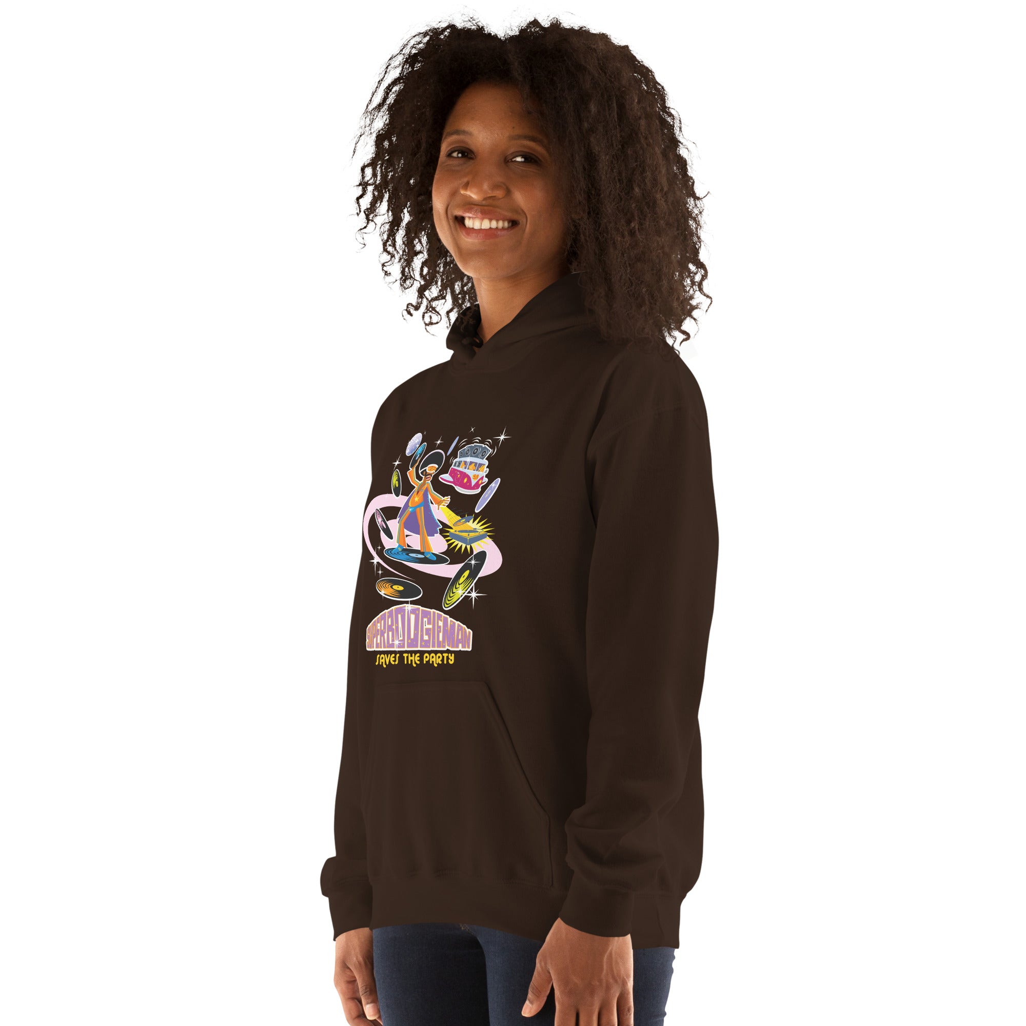 Unisex Hoodie Superboogieman Saves the Party on dark colors