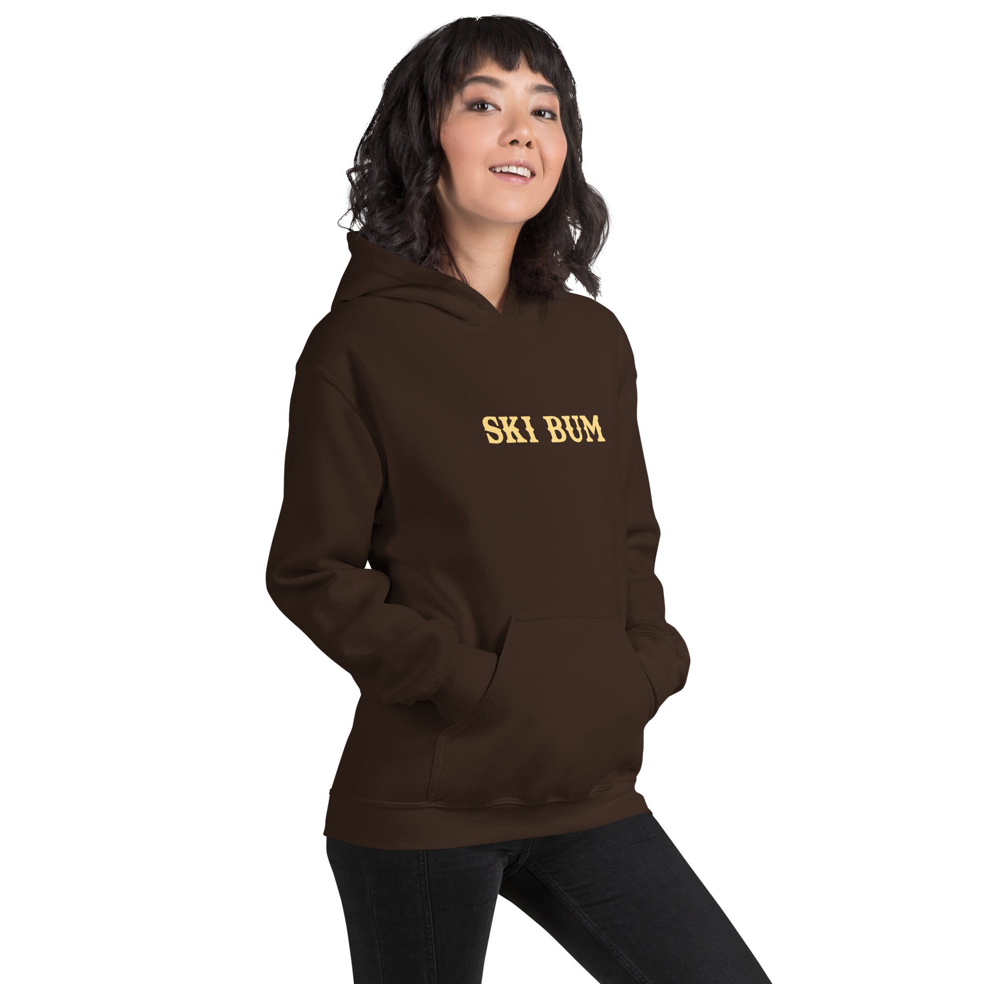 Unisex Hoodie Ski Bum on dark colors