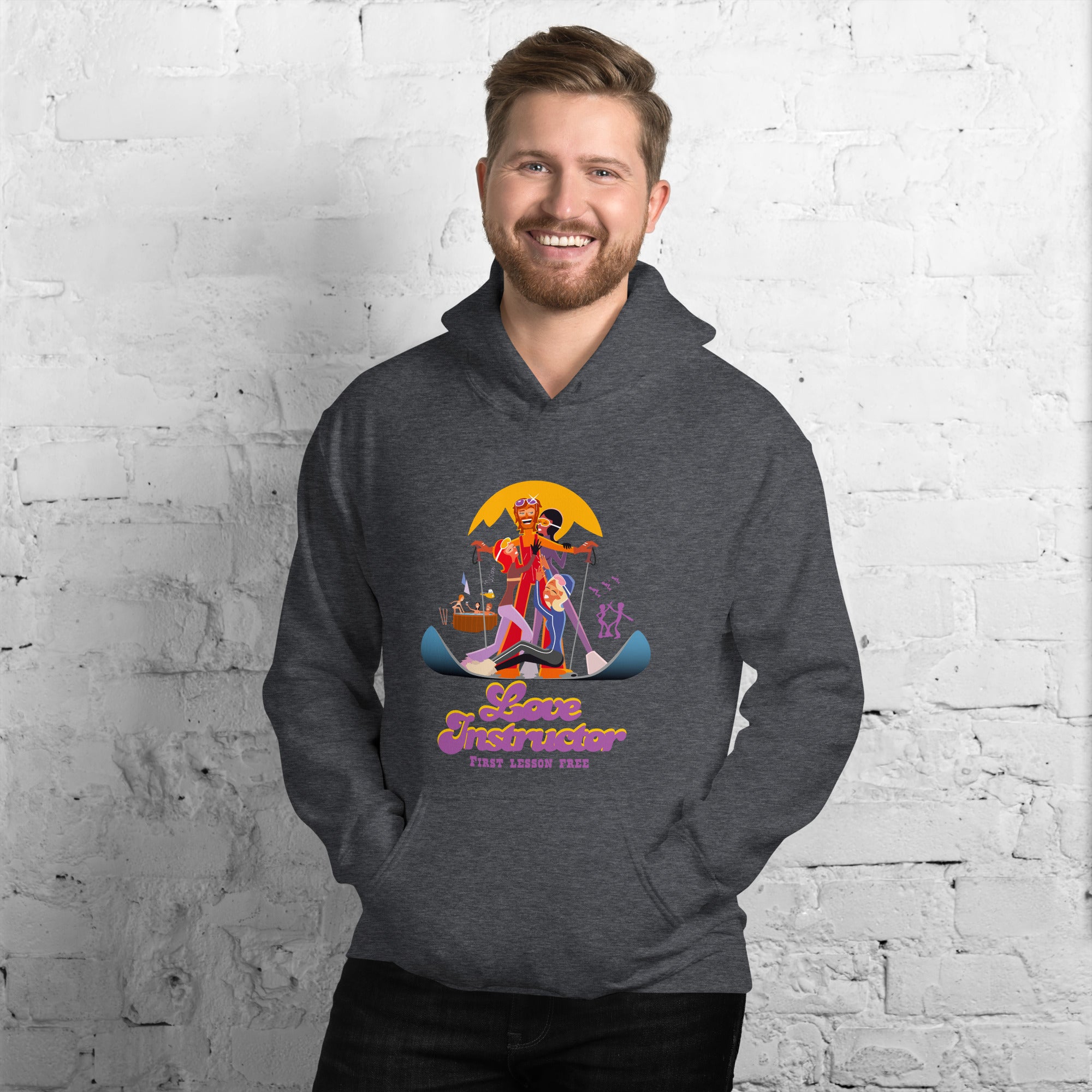 Sweat à capuche d'hiver unisexe Love Instructor First Lesson free sur couleurs sombres