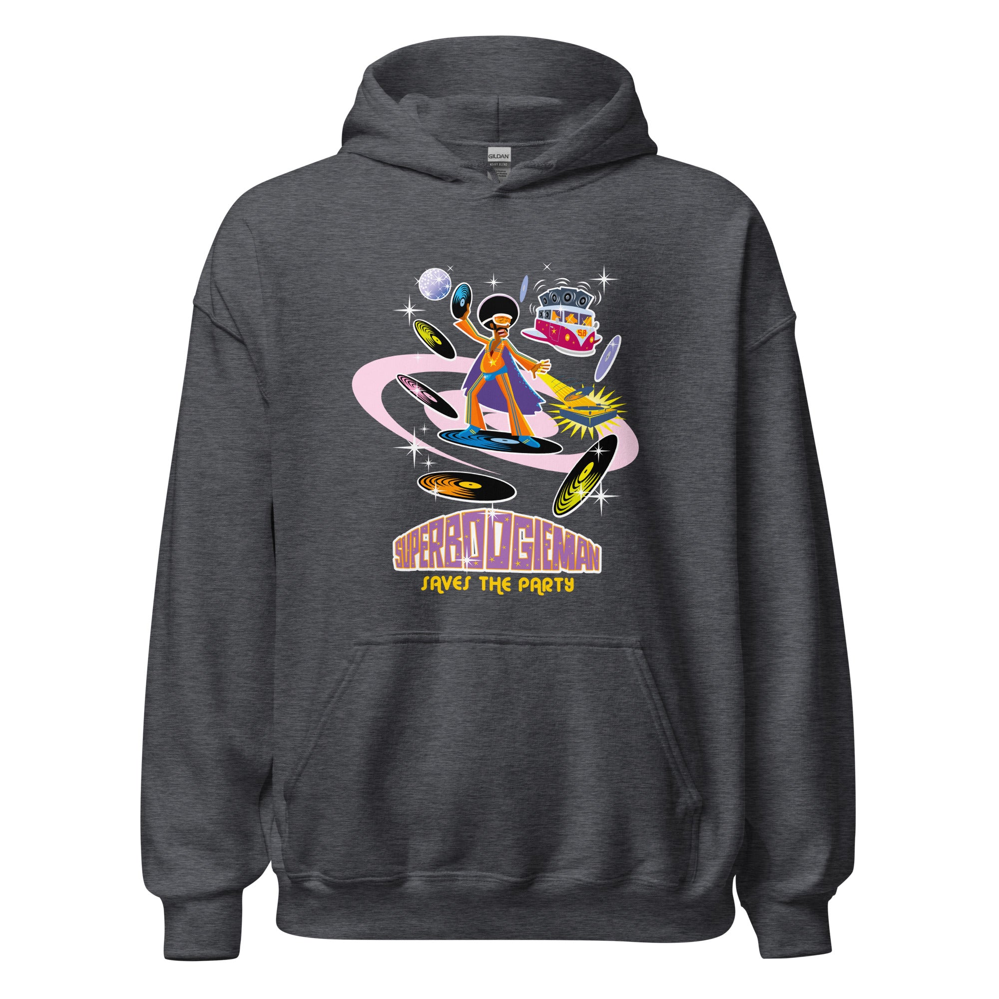 Unisex Hoodie Superboogieman Saves the Party on dark colors