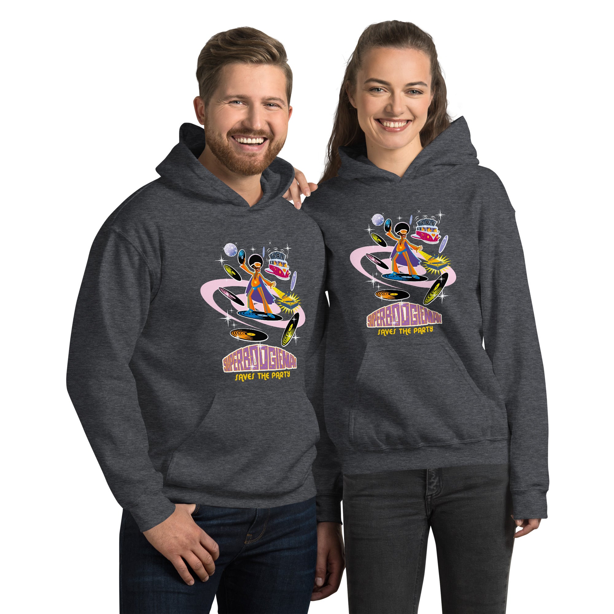 Unisex Hoodie Superboogieman Saves the Party on dark colors