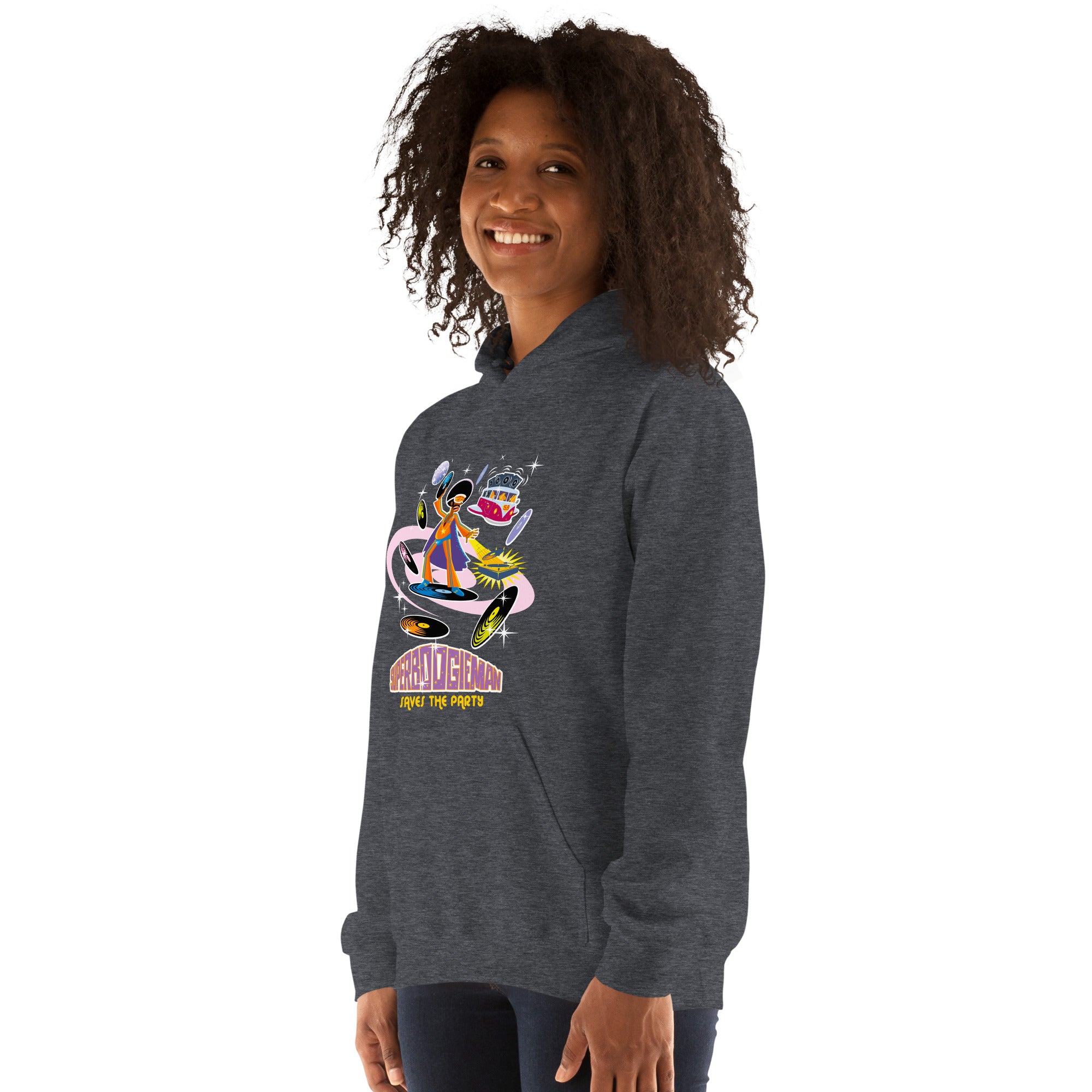 Unisex Hoodie Superboogieman Saves the Party on dark colors