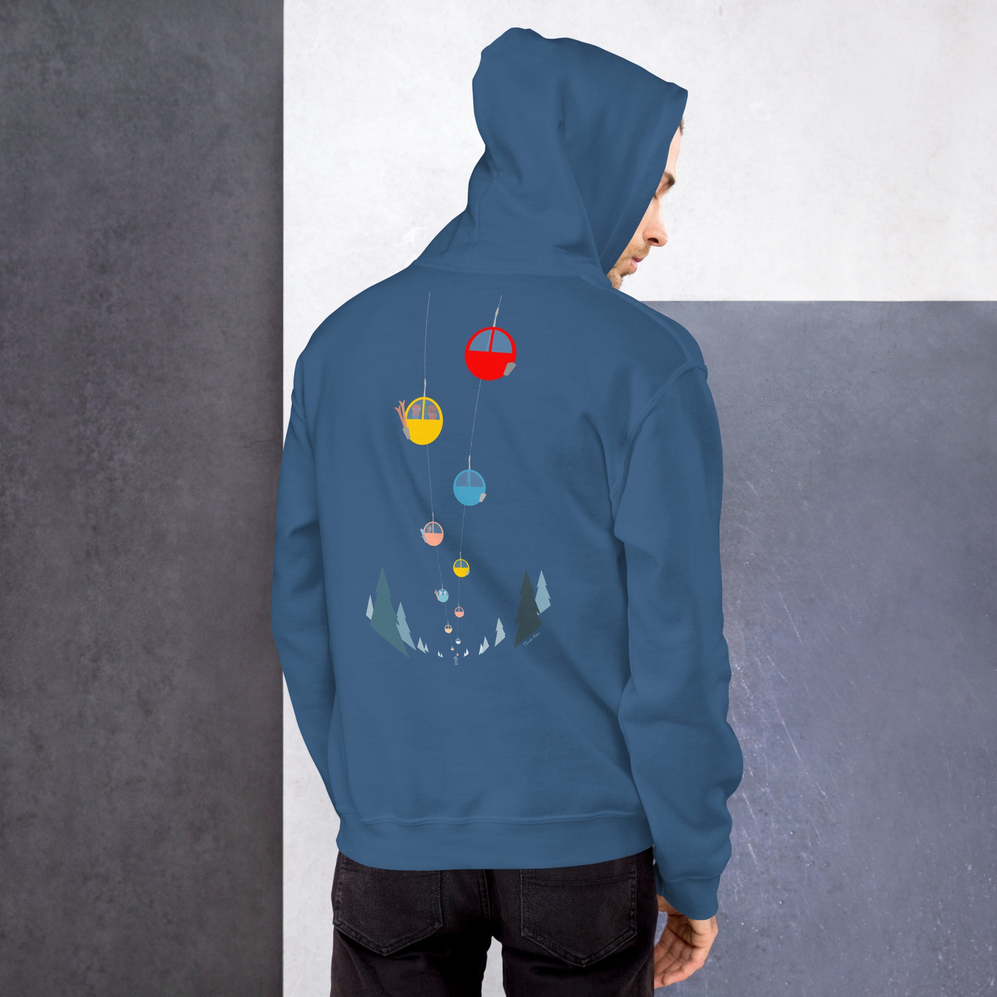 Unisex Hoodie Gondolas in the mist (front & back)