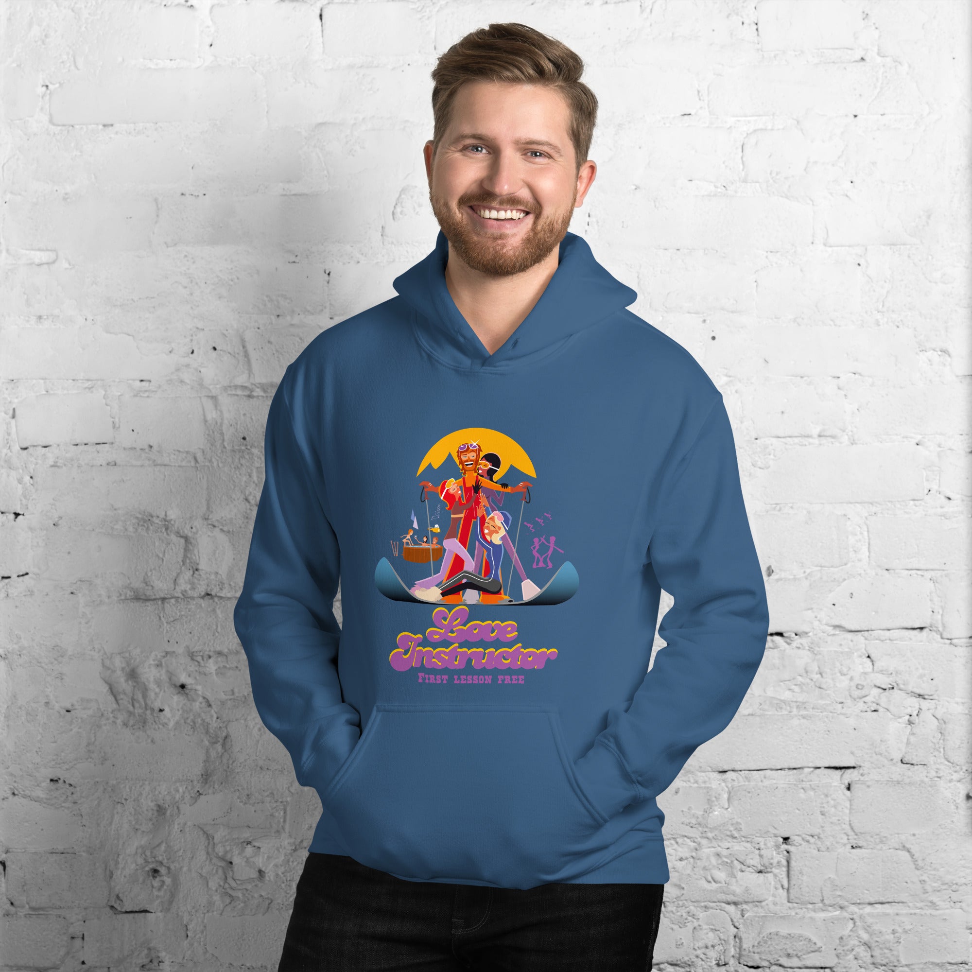 Sweat à capuche d'hiver unisexe Love Instructor First Lesson free sur couleurs sombres