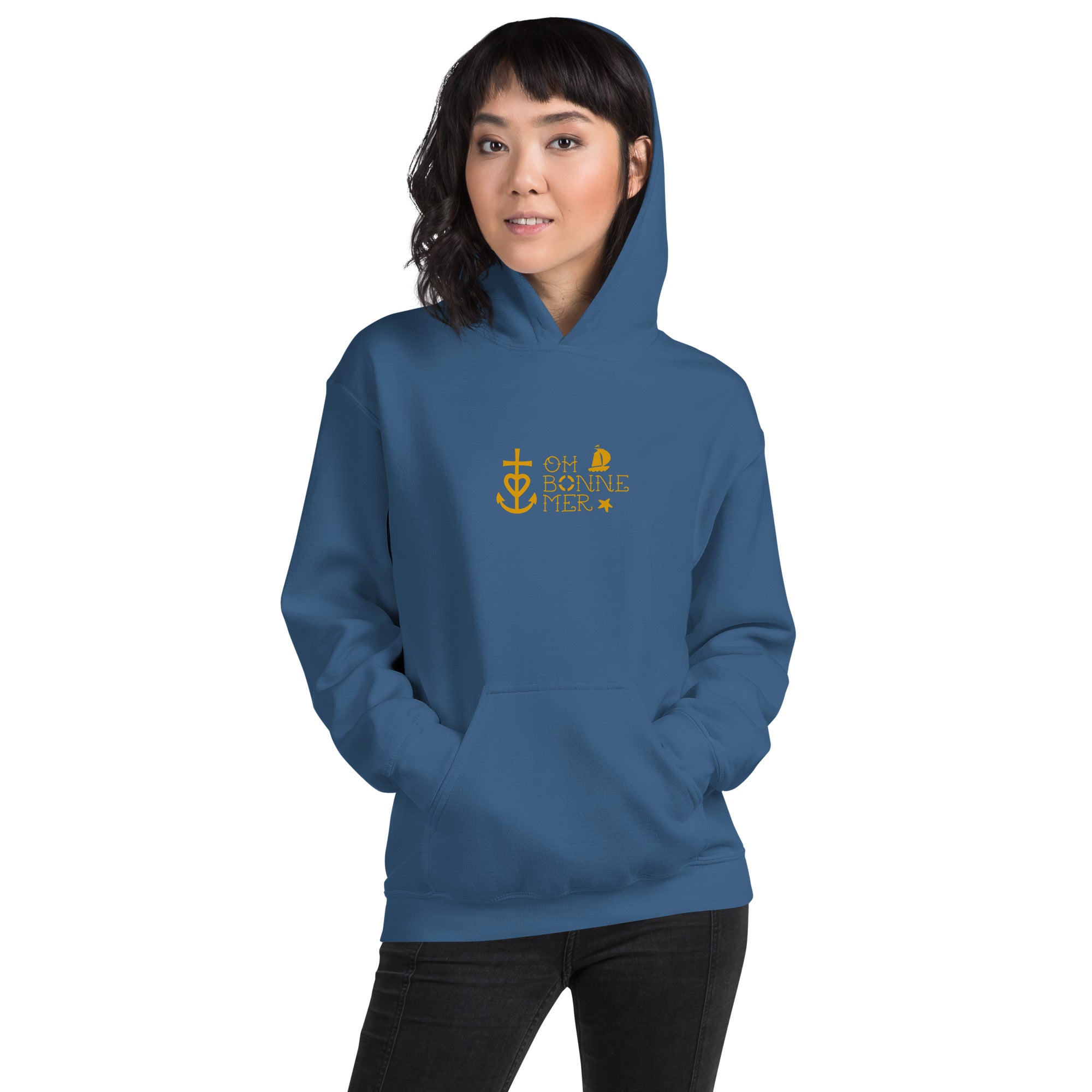 Sweat à capuche d'hiver unisexe Oh Bonne Mer 2 sur couleurs foncées