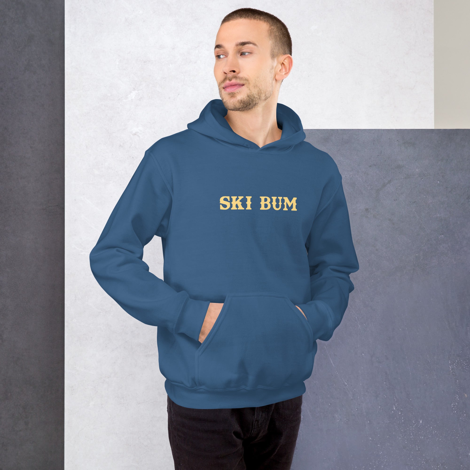 Unisex Hoodie Ski Bum on dark colors