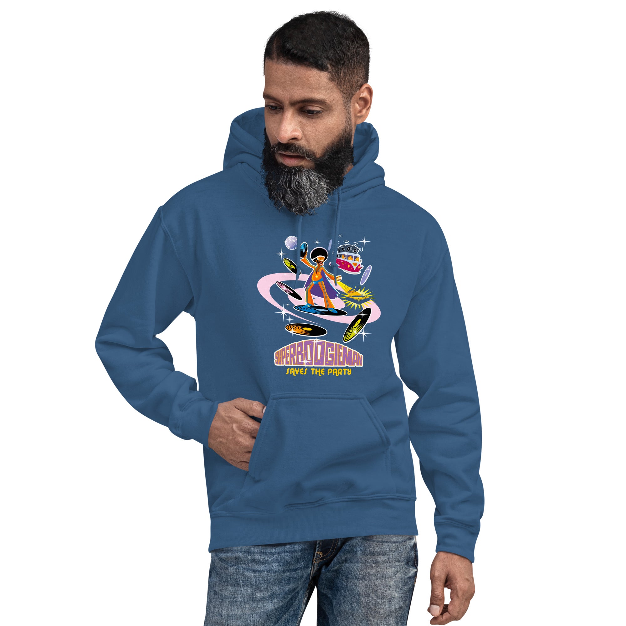 Unisex Hoodie Superboogieman Saves the Party on dark colors