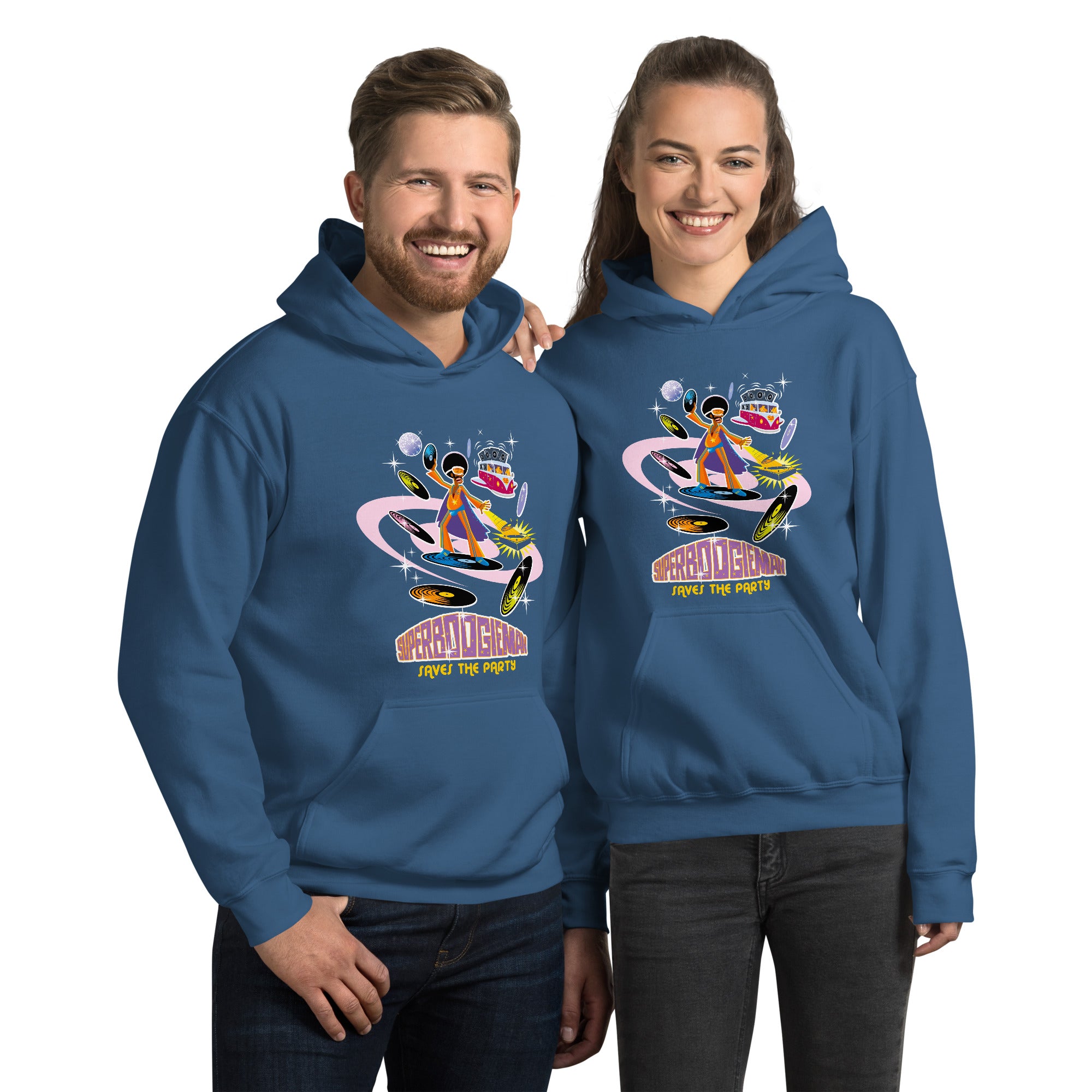 Unisex Hoodie Superboogieman Saves the Party on dark colors