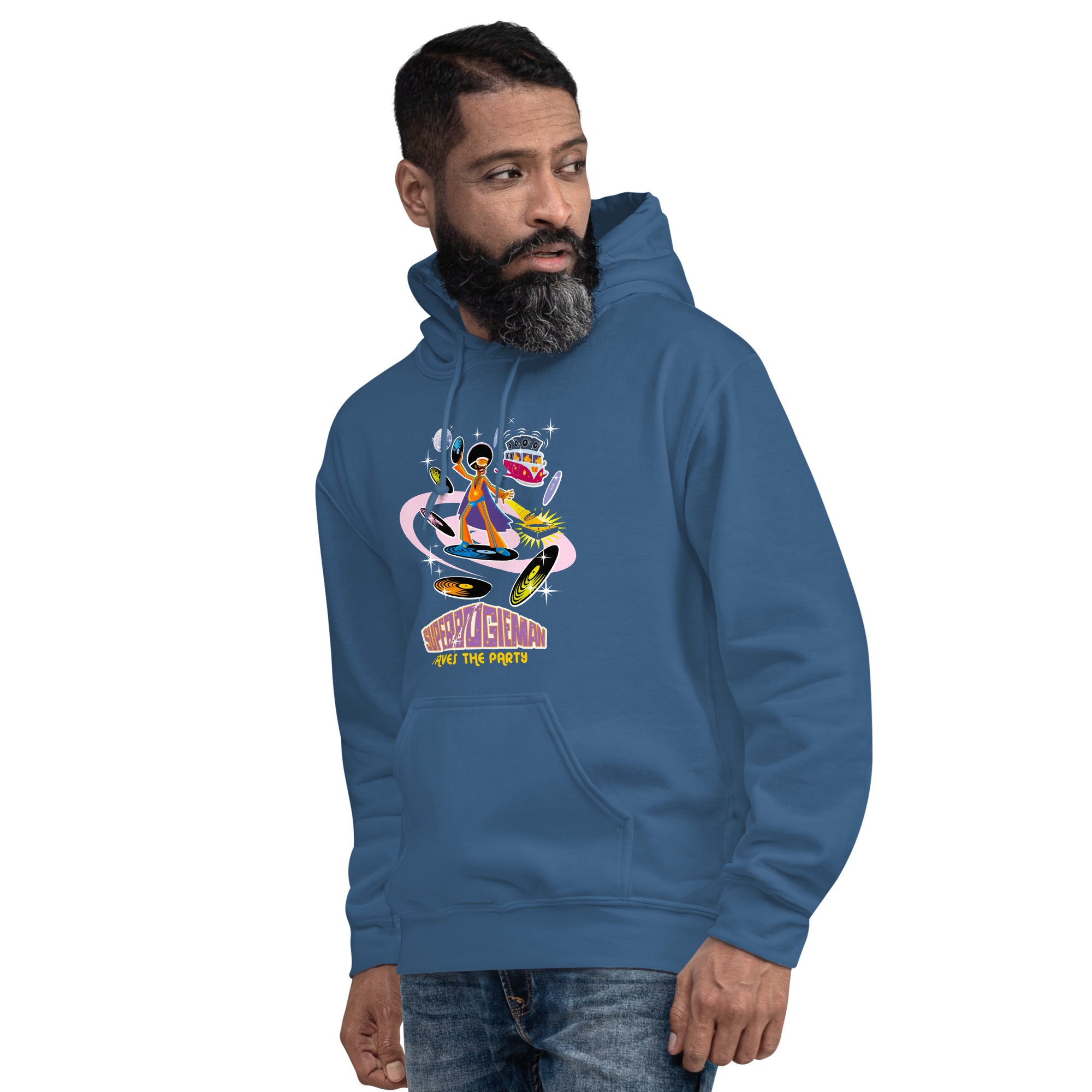 Unisex Hoodie Superboogieman Saves the Party on dark colors