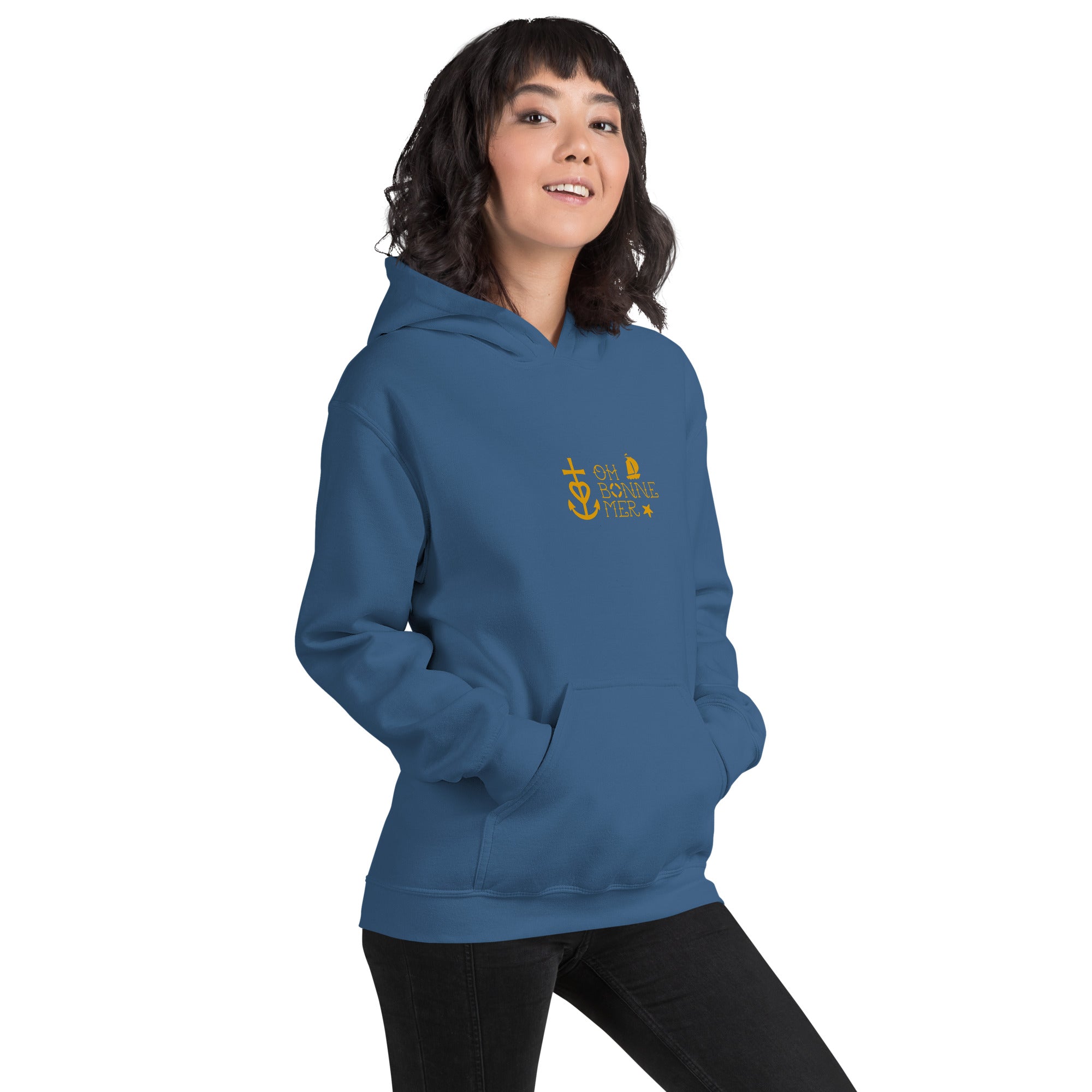 Sweat à capuche d'hiver unisexe Oh Bonne Mer 2 sur couleurs foncées