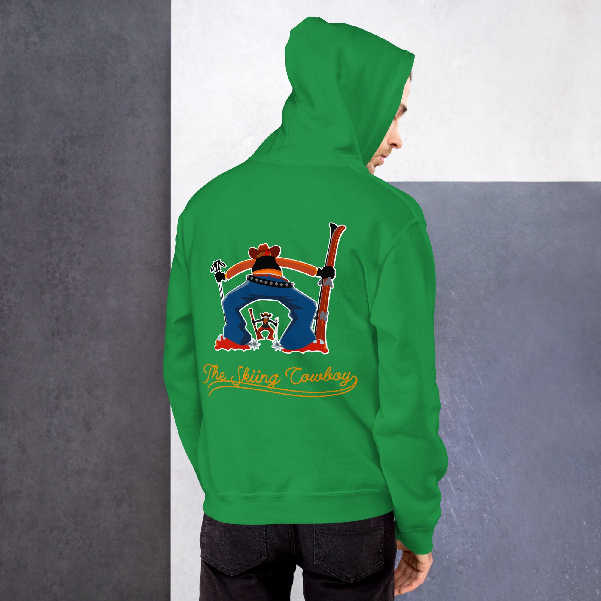 Unisex Hoodie Skiing Duel Outline on bright colors (front & back)