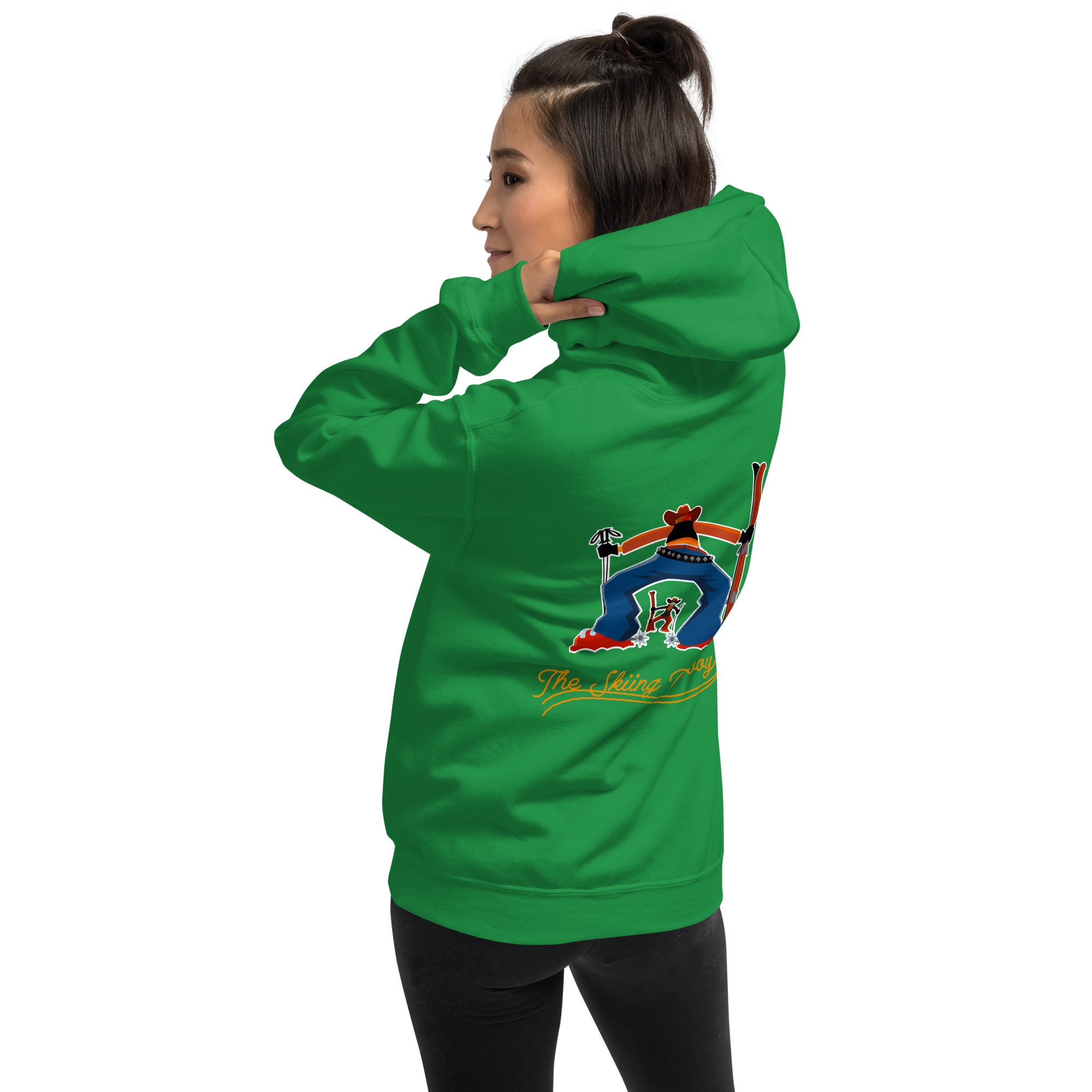 Unisex Hoodie Skiing Duel Outline on bright colors (front & back)