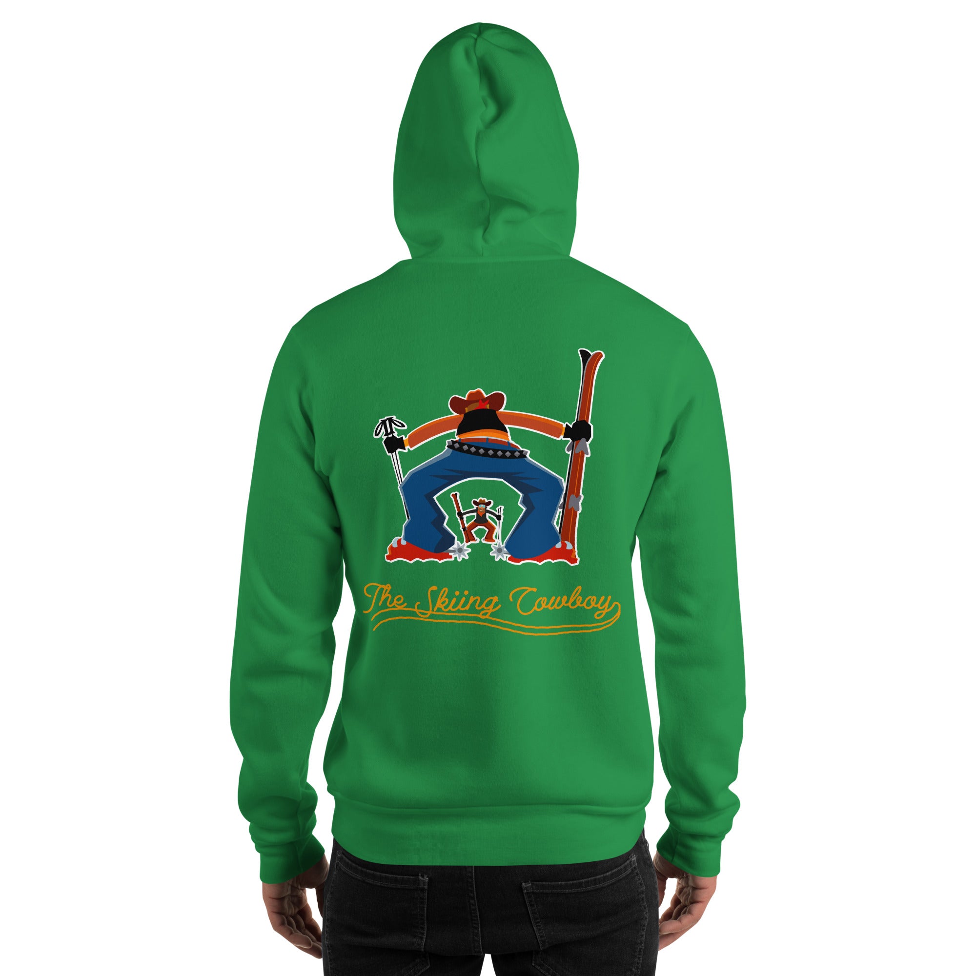 Unisex Hoodie Skiing Duel Outline on bright colors (front & back)