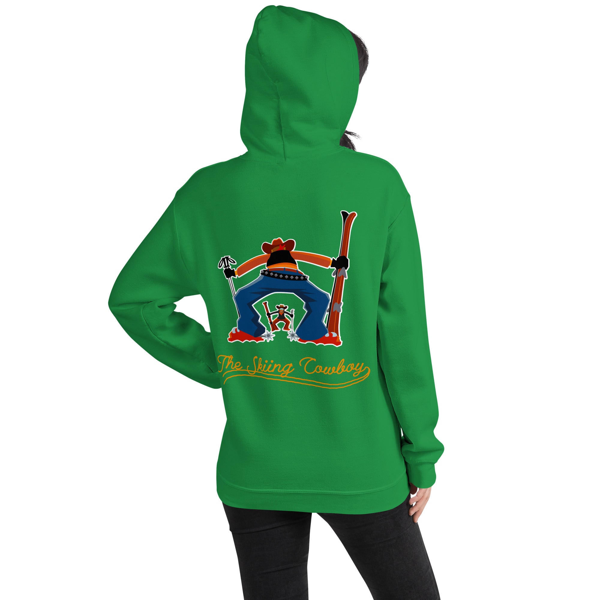 Unisex Hoodie Skiing Duel Outline on bright colors (front & back)