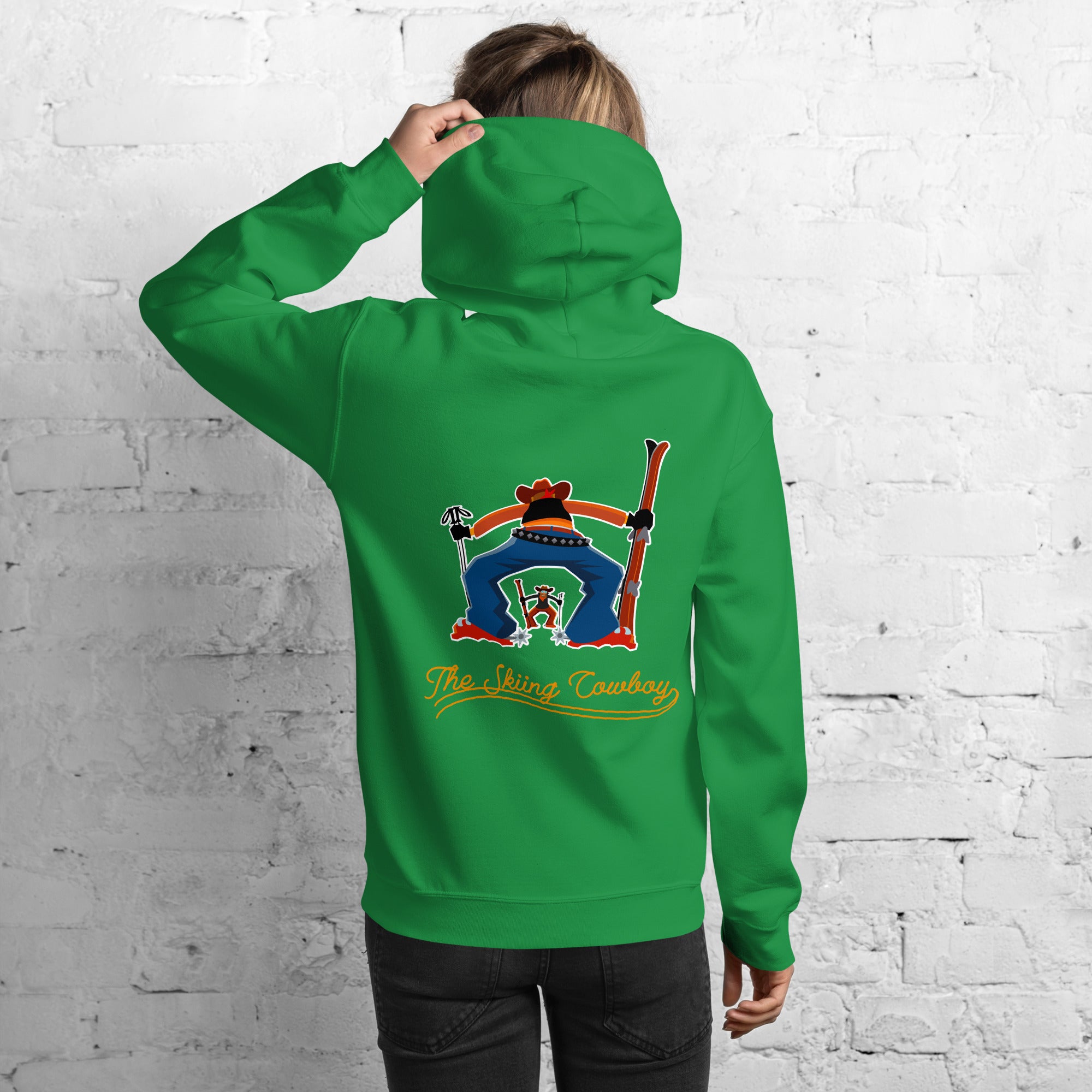 Unisex Hoodie Skiing Duel Outline on bright colors (front & back)