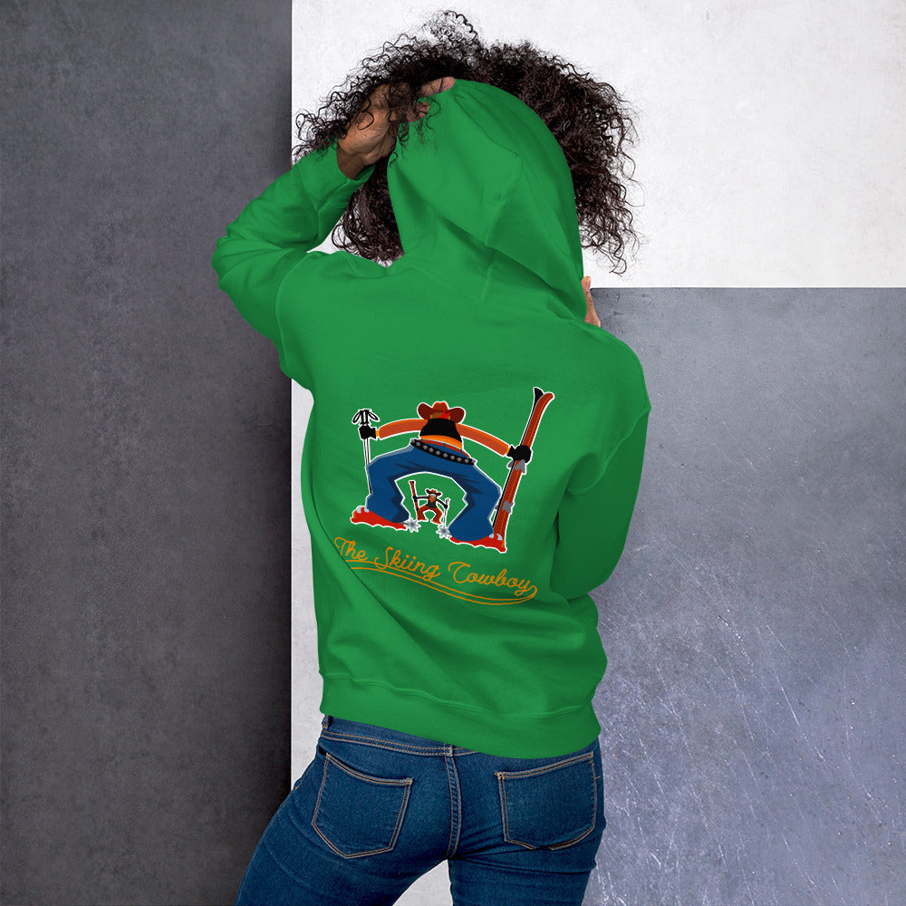 Unisex Hoodie Skiing Duel Outline on bright colors (front & back)