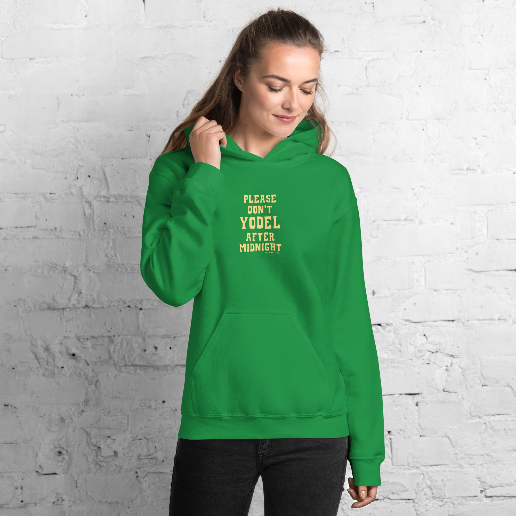 Unisex Hoodie Don't Yodel After Midnight on bright colors