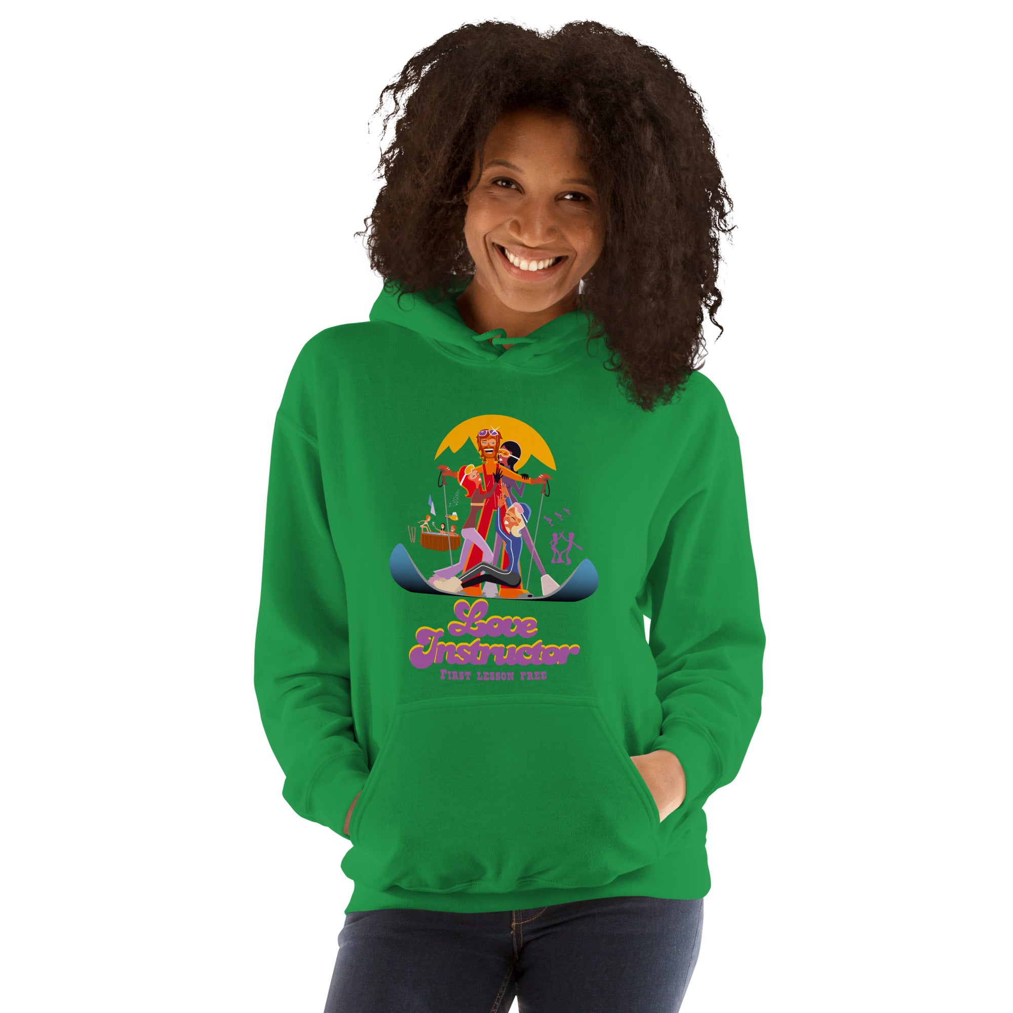 Sweat à capuche d'hiver unisexe Love Instructor First Lesson free sur couleurs vives