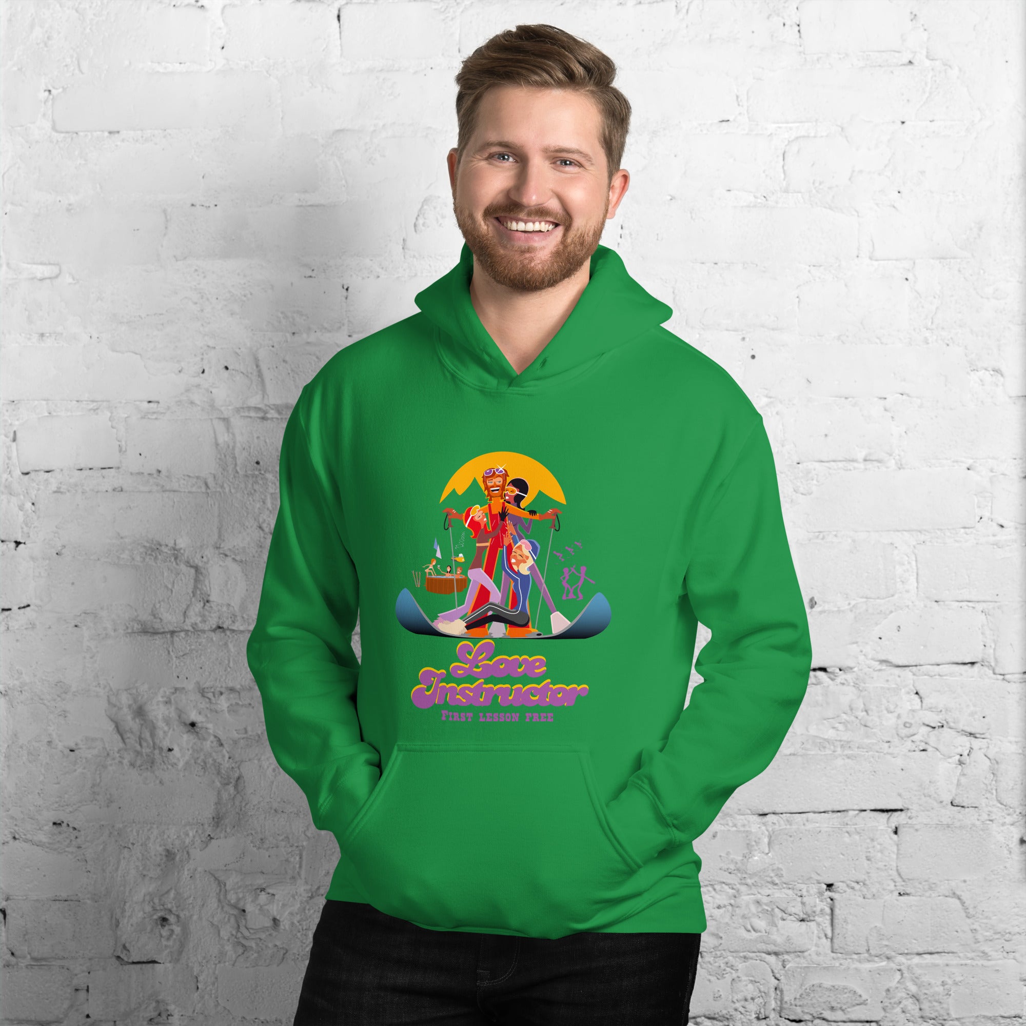 Sweat à capuche d'hiver unisexe Love Instructor First Lesson free sur couleurs vives