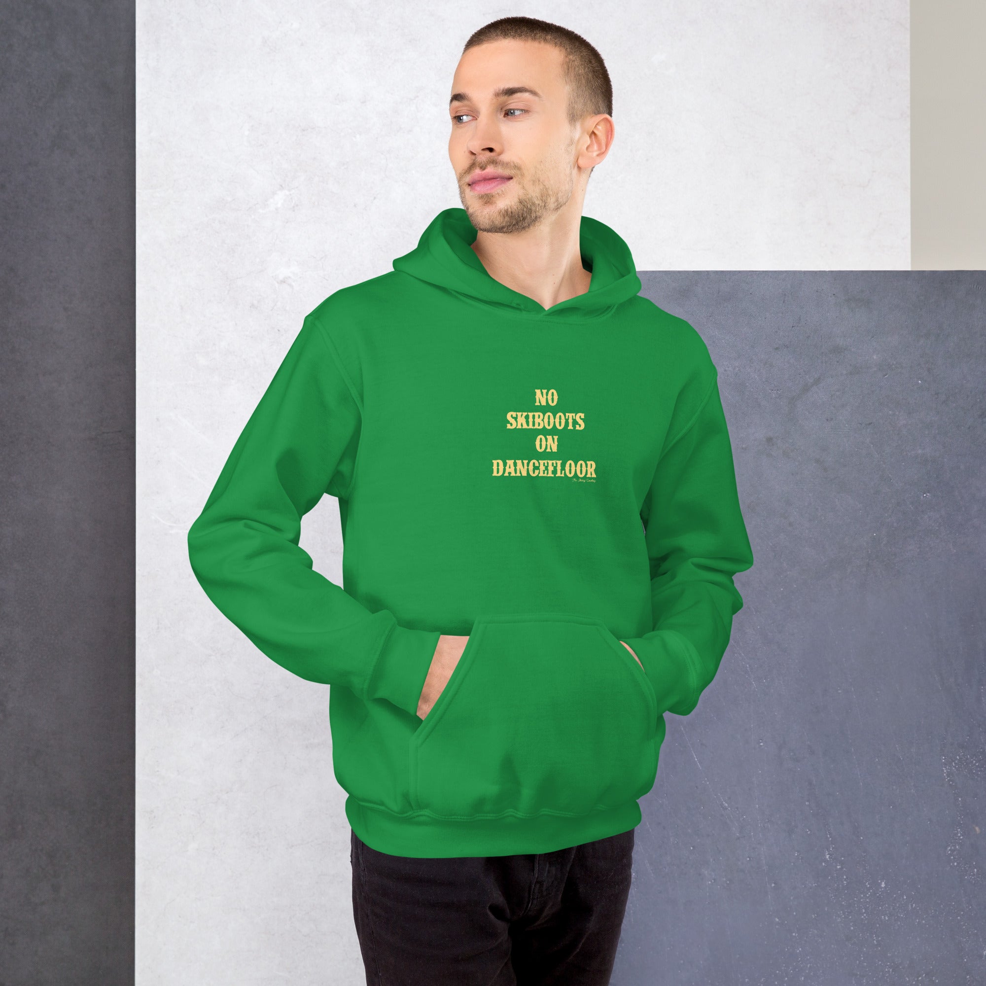 Unisex Hoodie No Skiboots on Dancefloor on bright colors