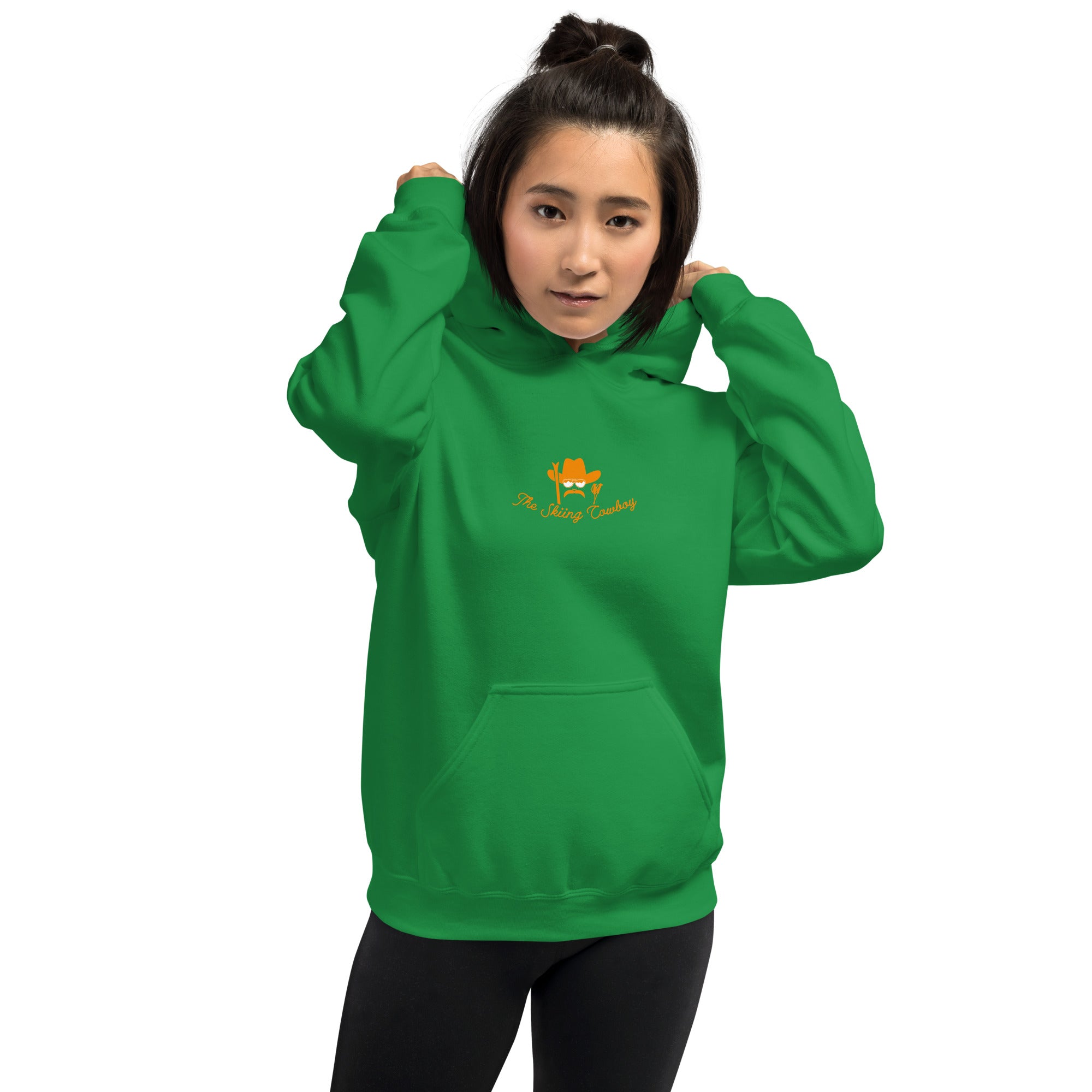 Unisex Hoodie Skiing Duel Outline on bright colors (front & back)