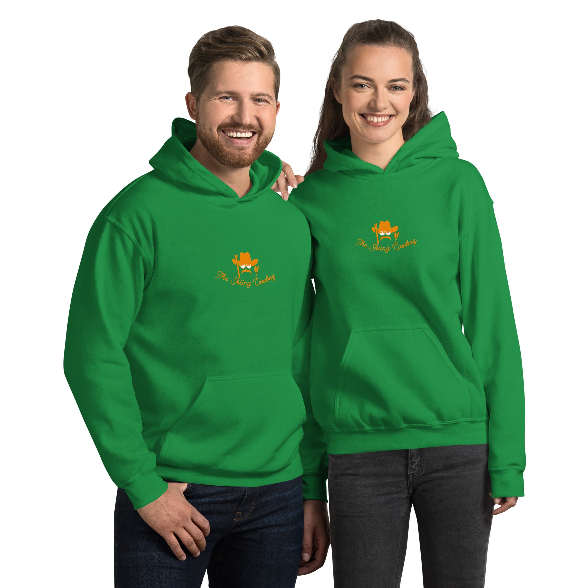 Unisex Hoodie Skiing Duel Outline on bright colors (front & back)