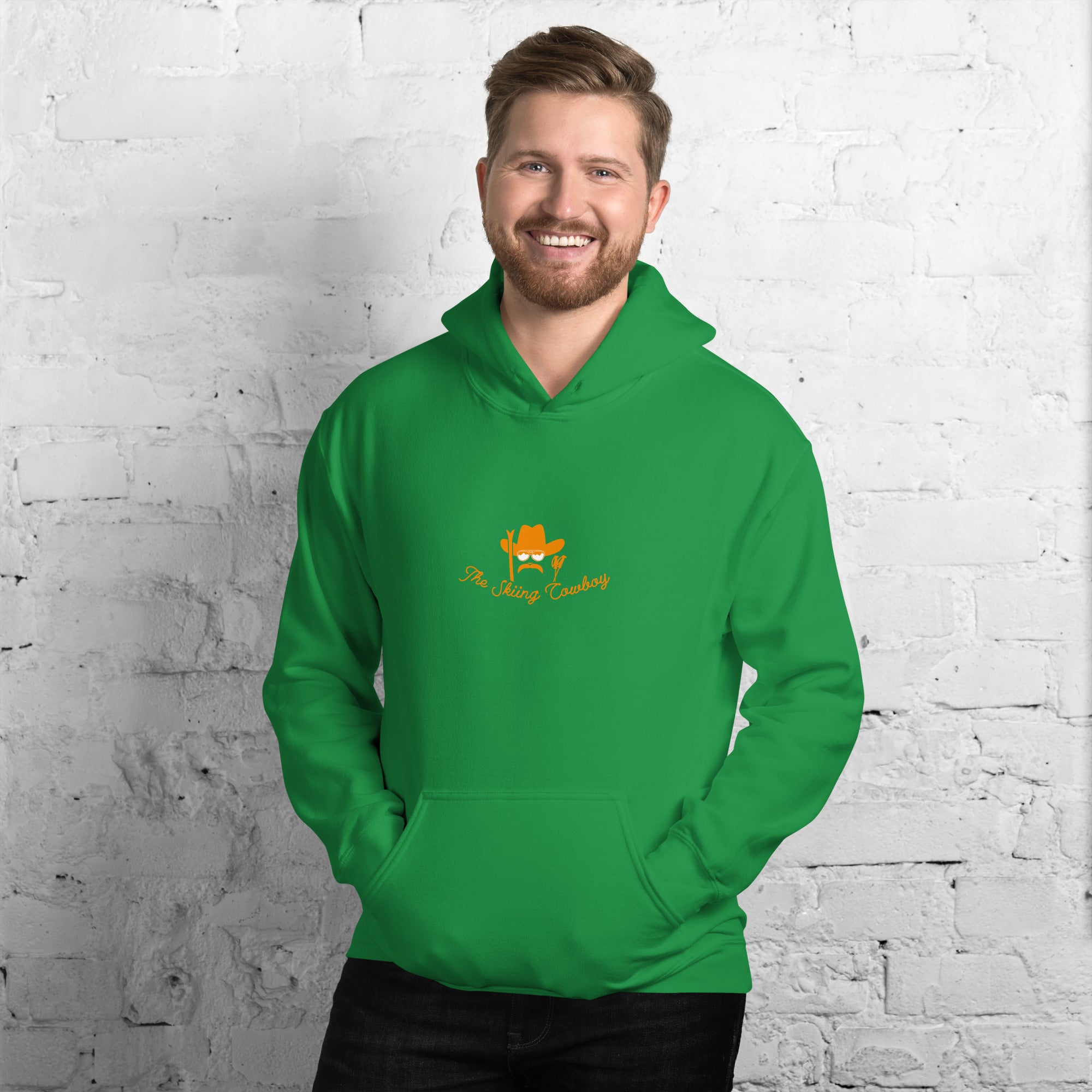 Unisex Hoodie Skiing Duel Outline on bright colors (front & back)