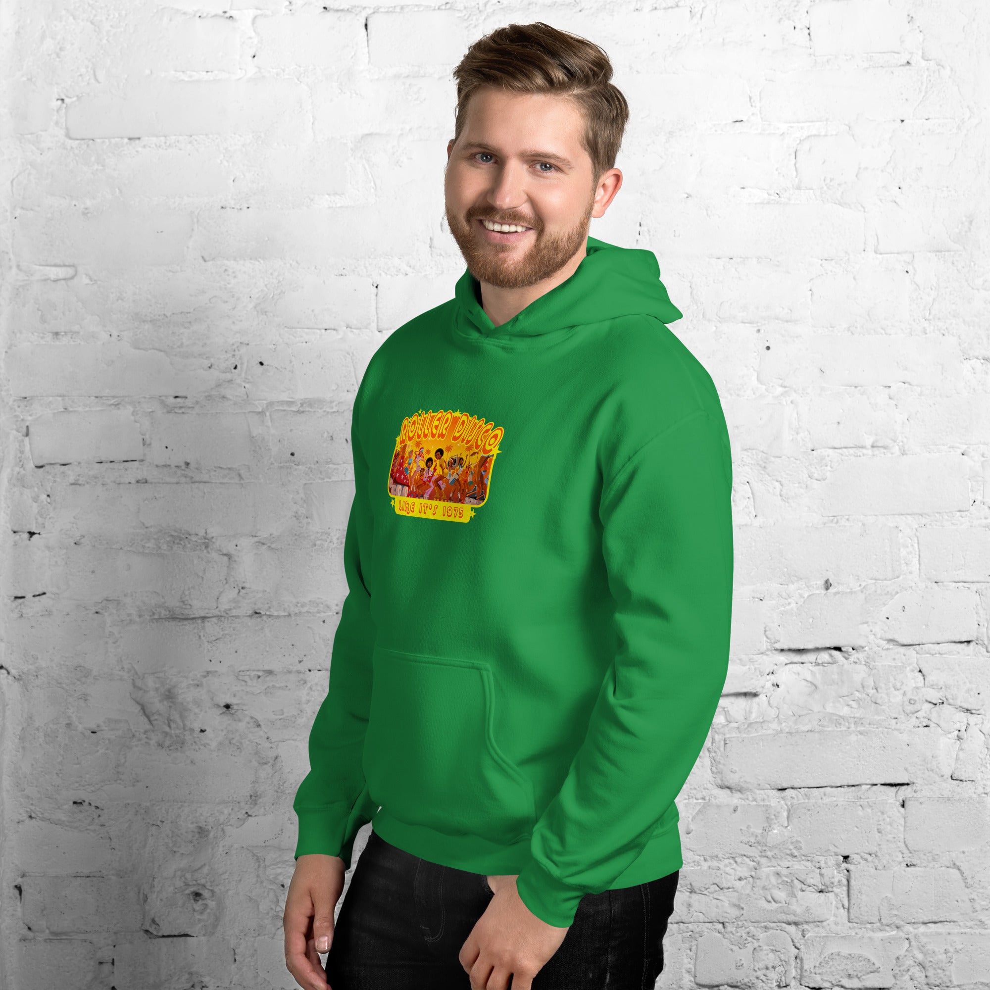 Unisex Hoodie Roller Disco 1975 on bright colors