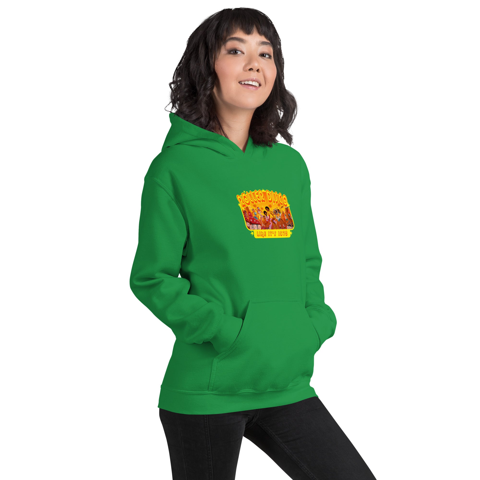 Unisex Hoodie Roller Disco 1975 on bright colors