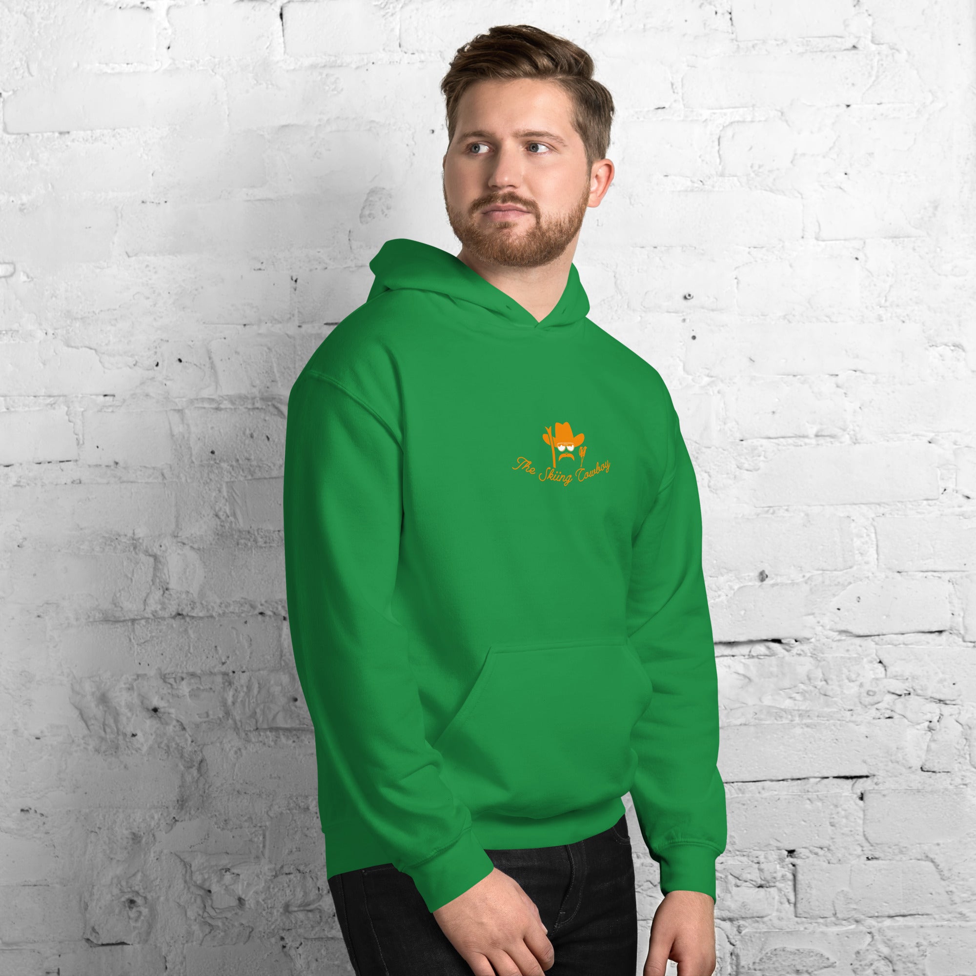 Unisex Hoodie Skiing Duel Outline on bright colors (front & back)