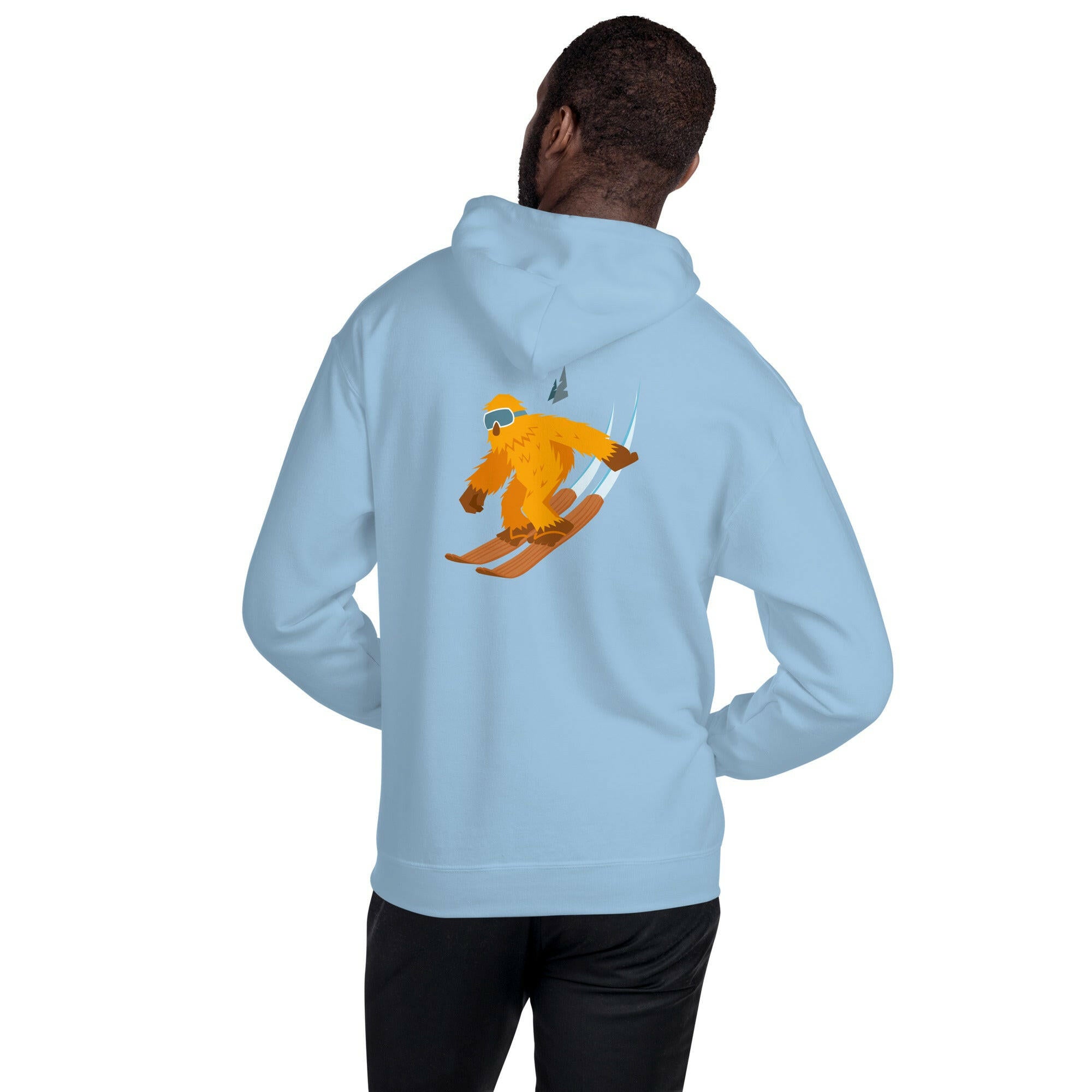 Unisex Hoodie Which skier are you? "The Thing" Yeti Skier on light colors (front & back)