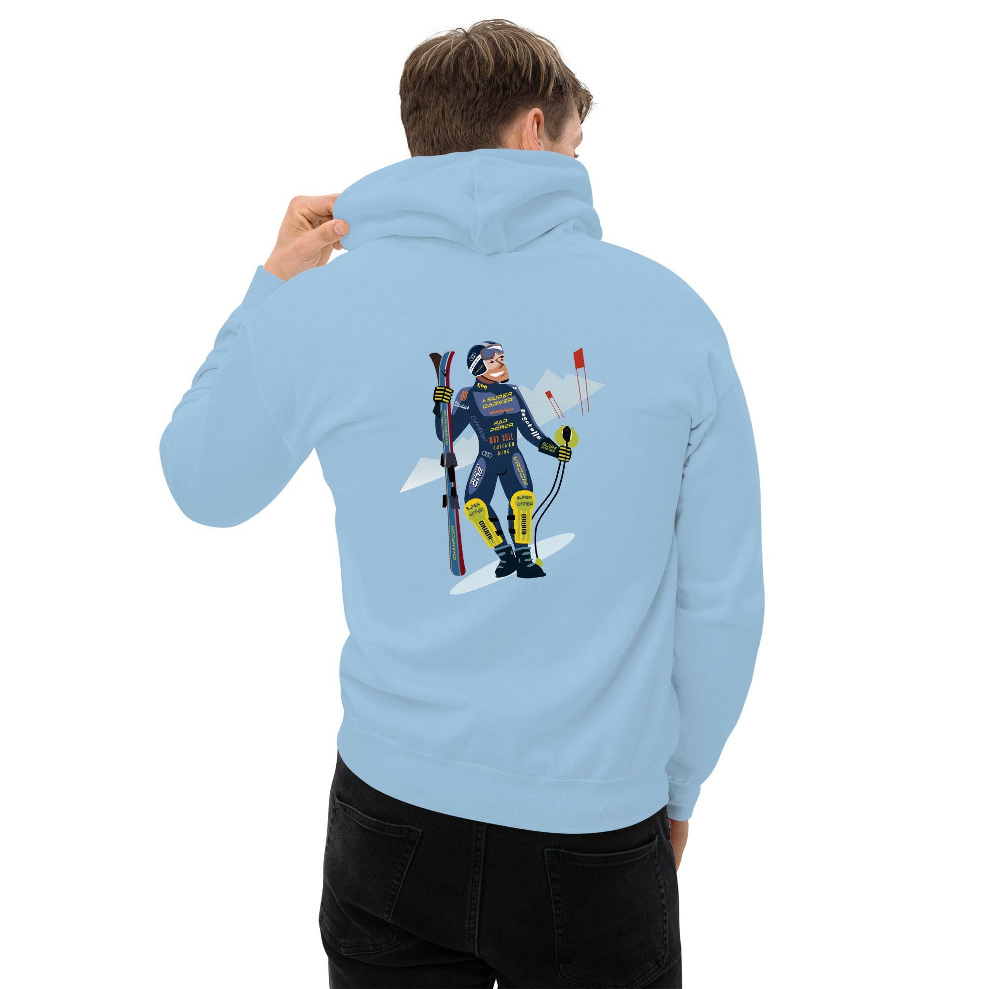 Unisex Hoodie Which skier are you? Ski Racer (front & back) on light colors