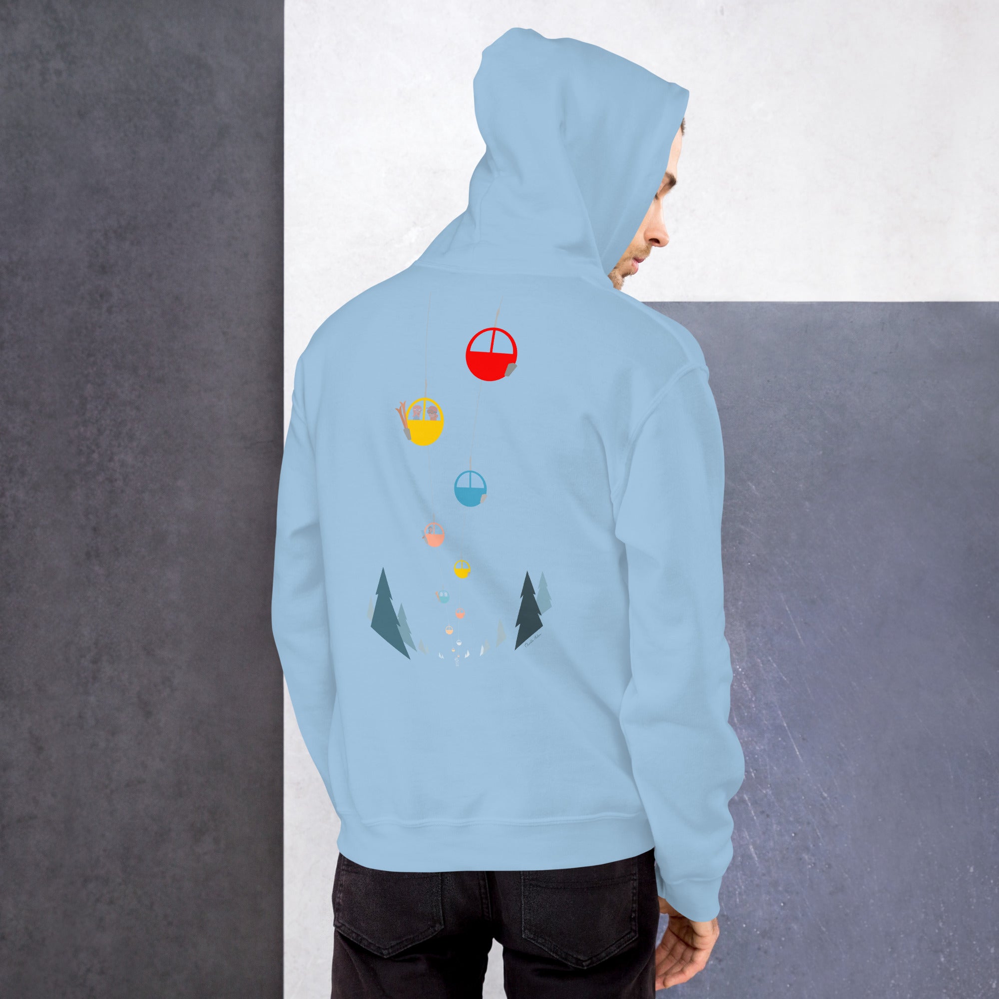 Unisex Hoodie Gondolas in the mist (front & back)