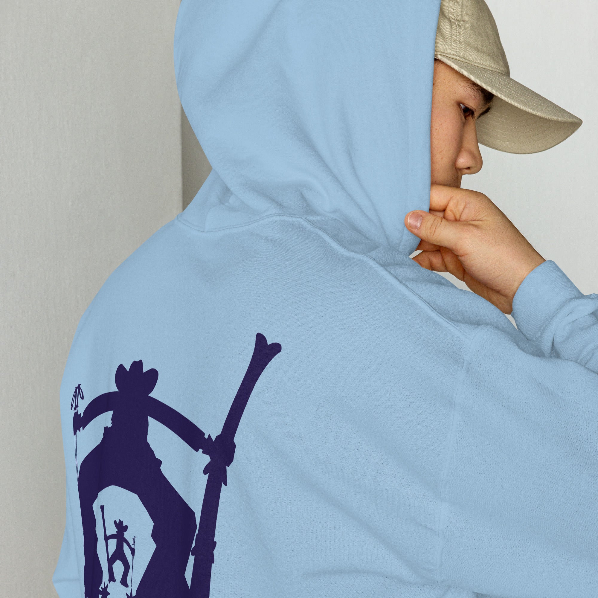 Unisex Hoodie The Skiing Cowboy Duel Silhouette (front & back)