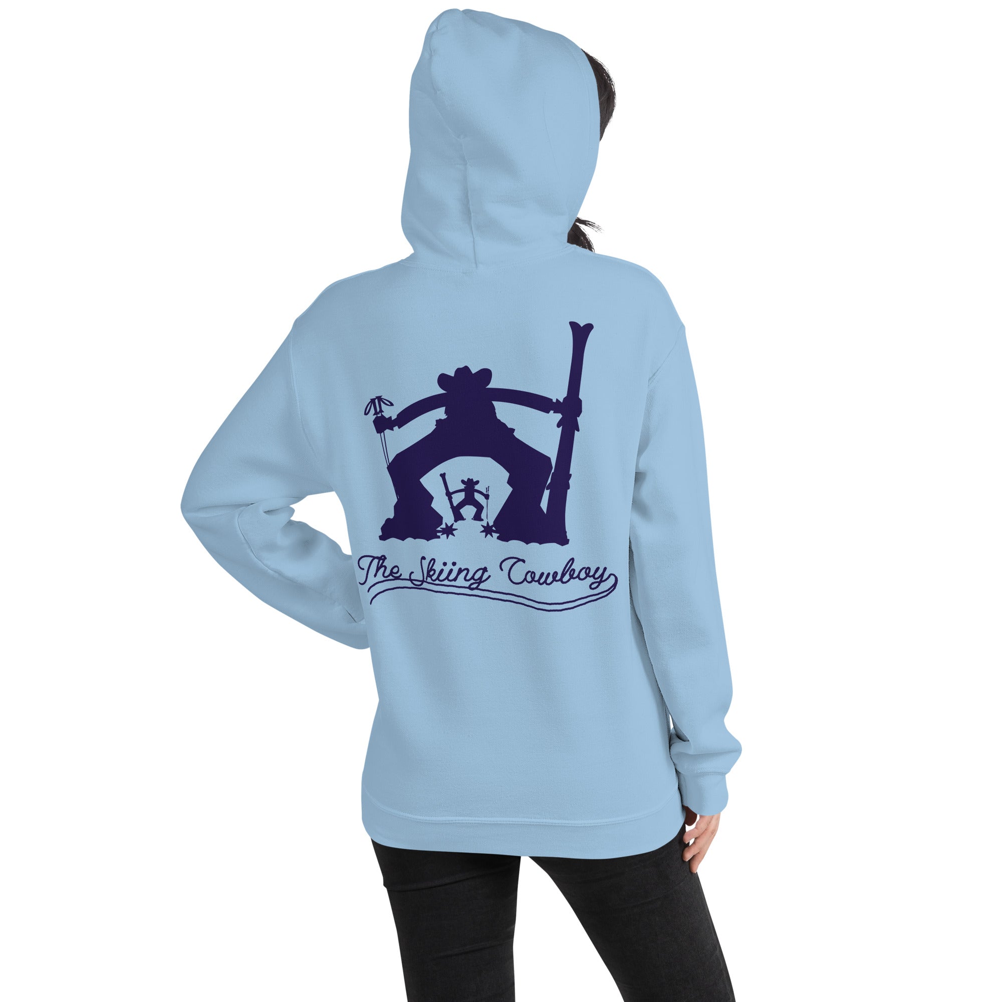 Unisex Hoodie The Skiing Cowboy Duel Silhouette (front & back)