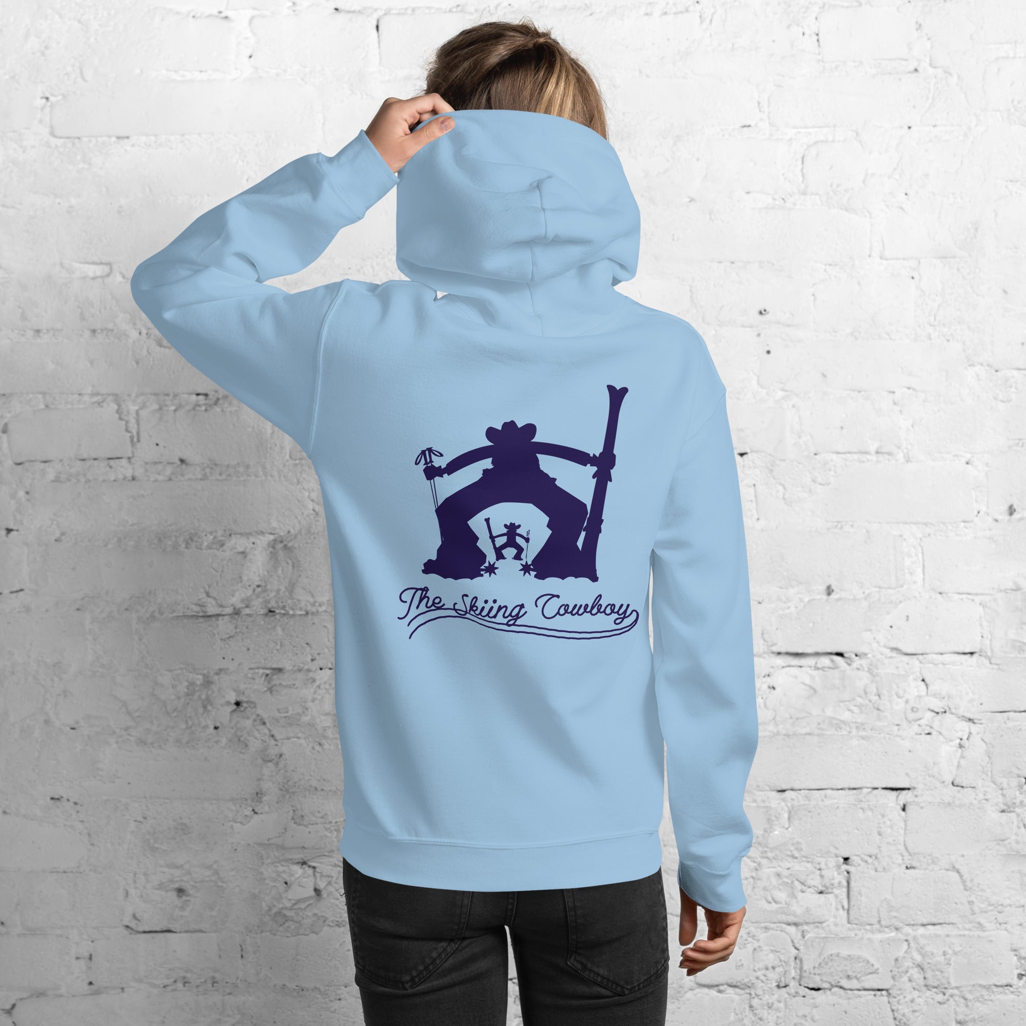 Unisex Hoodie The Skiing Cowboy Duel Silhouette (front & back)