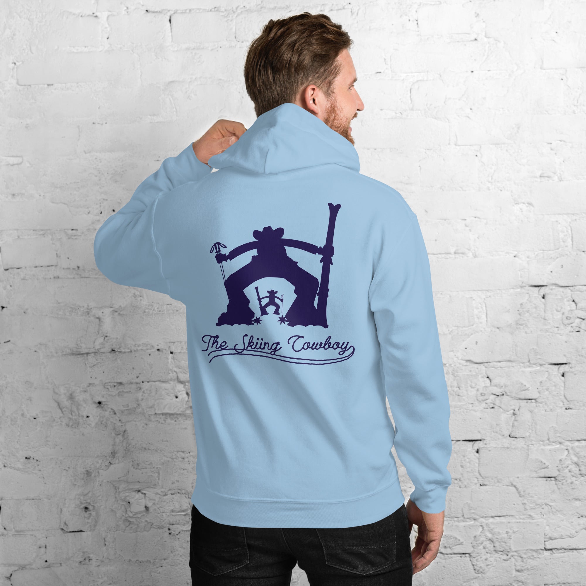 Unisex Hoodie The Skiing Cowboy Duel Silhouette (front & back)