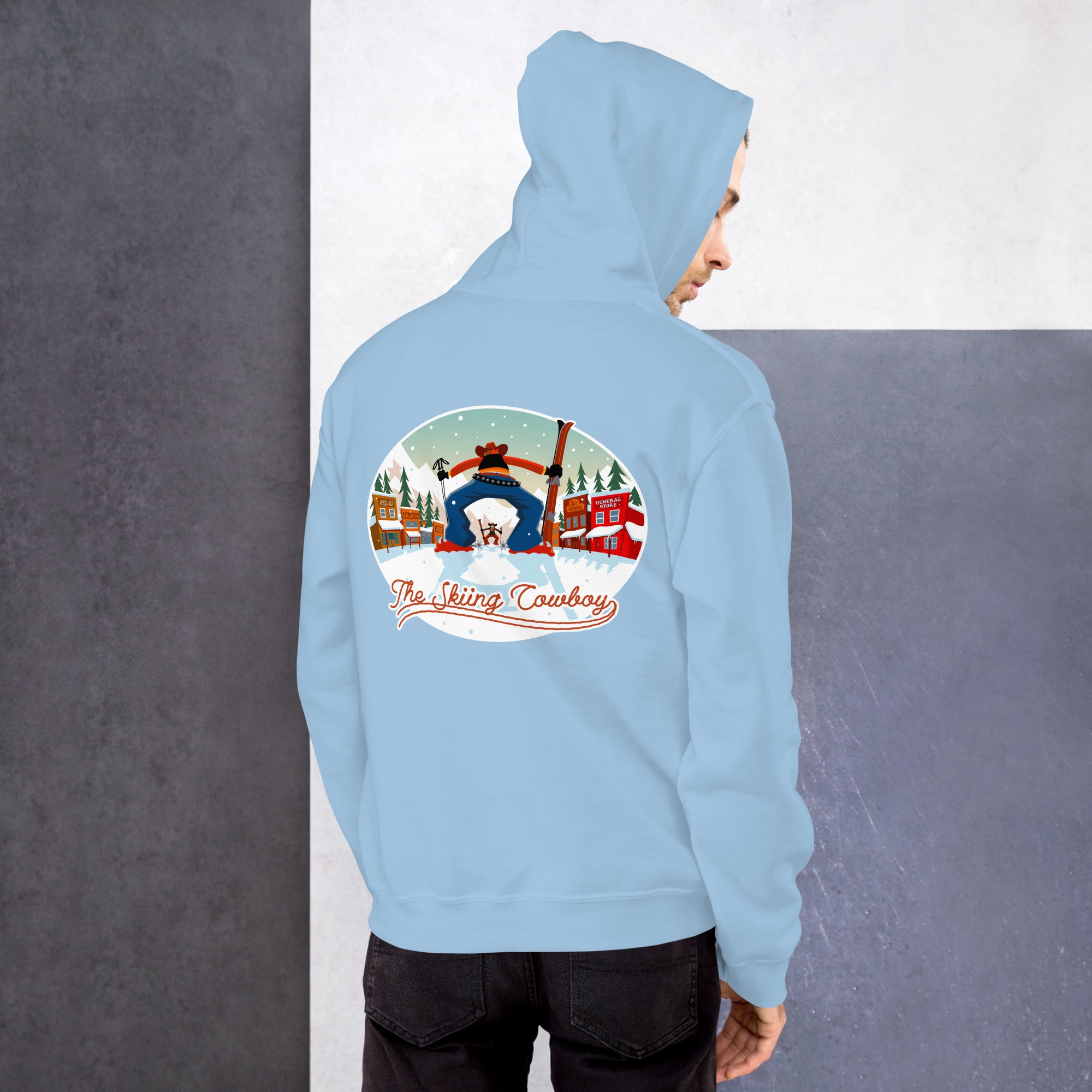 Unisex Hoodie Skiing Duel on light colors (front & back)