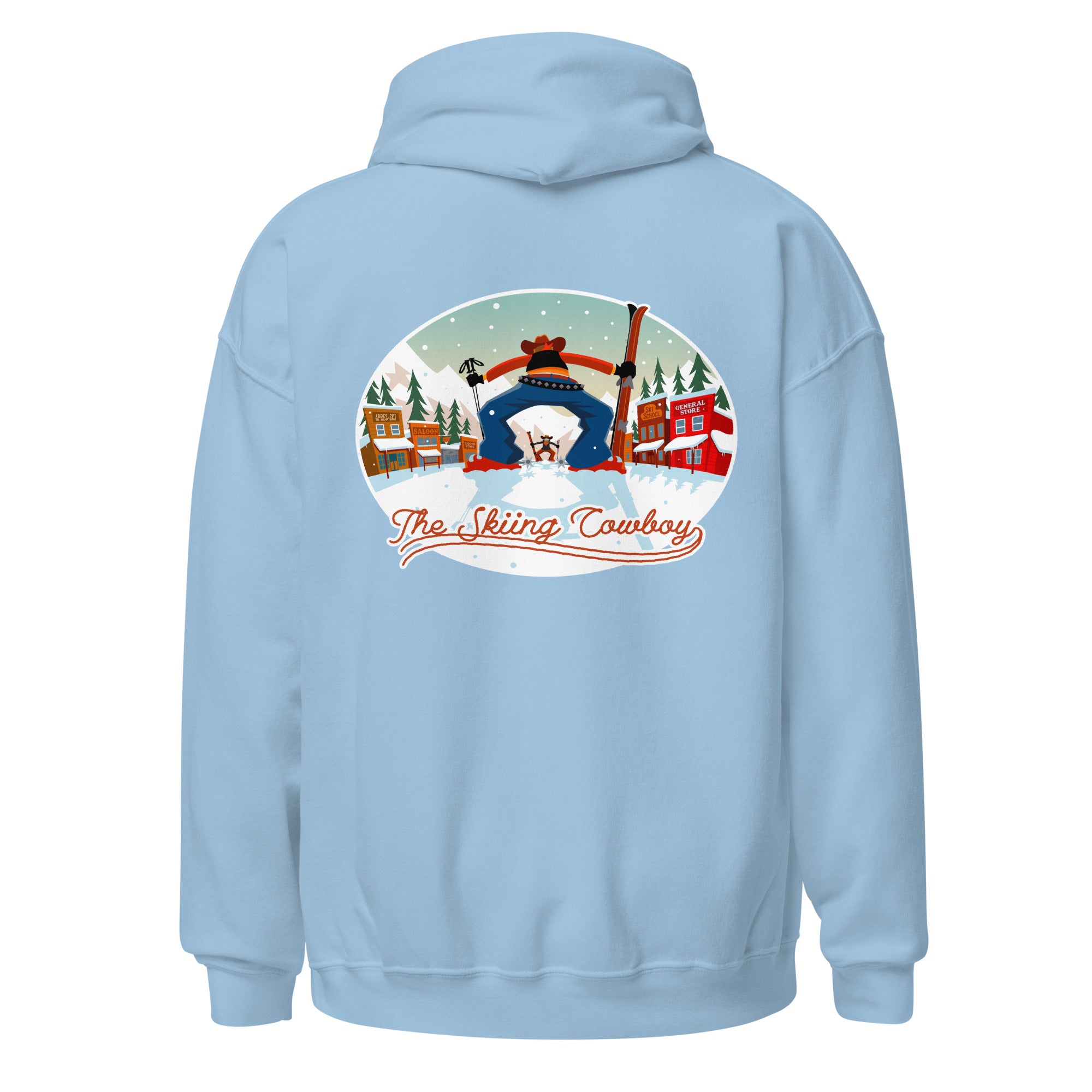 Unisex Hoodie Skiing Duel on light colors (front & back)