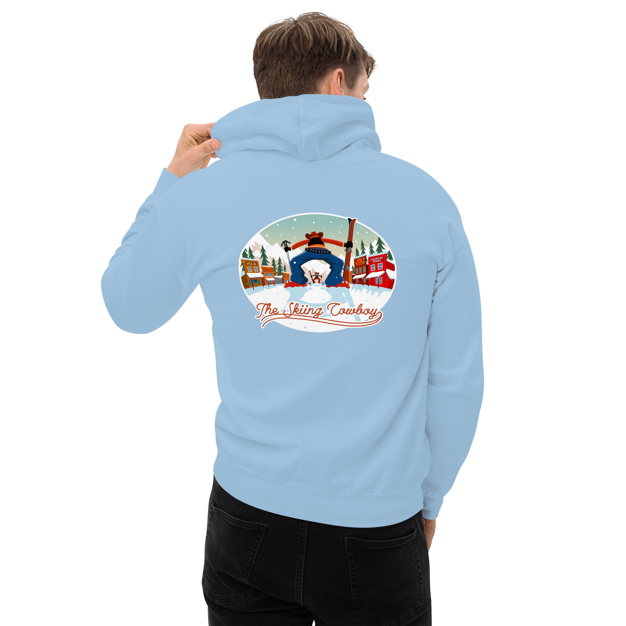 Unisex Hoodie Skiing Duel on light colors (front & back)