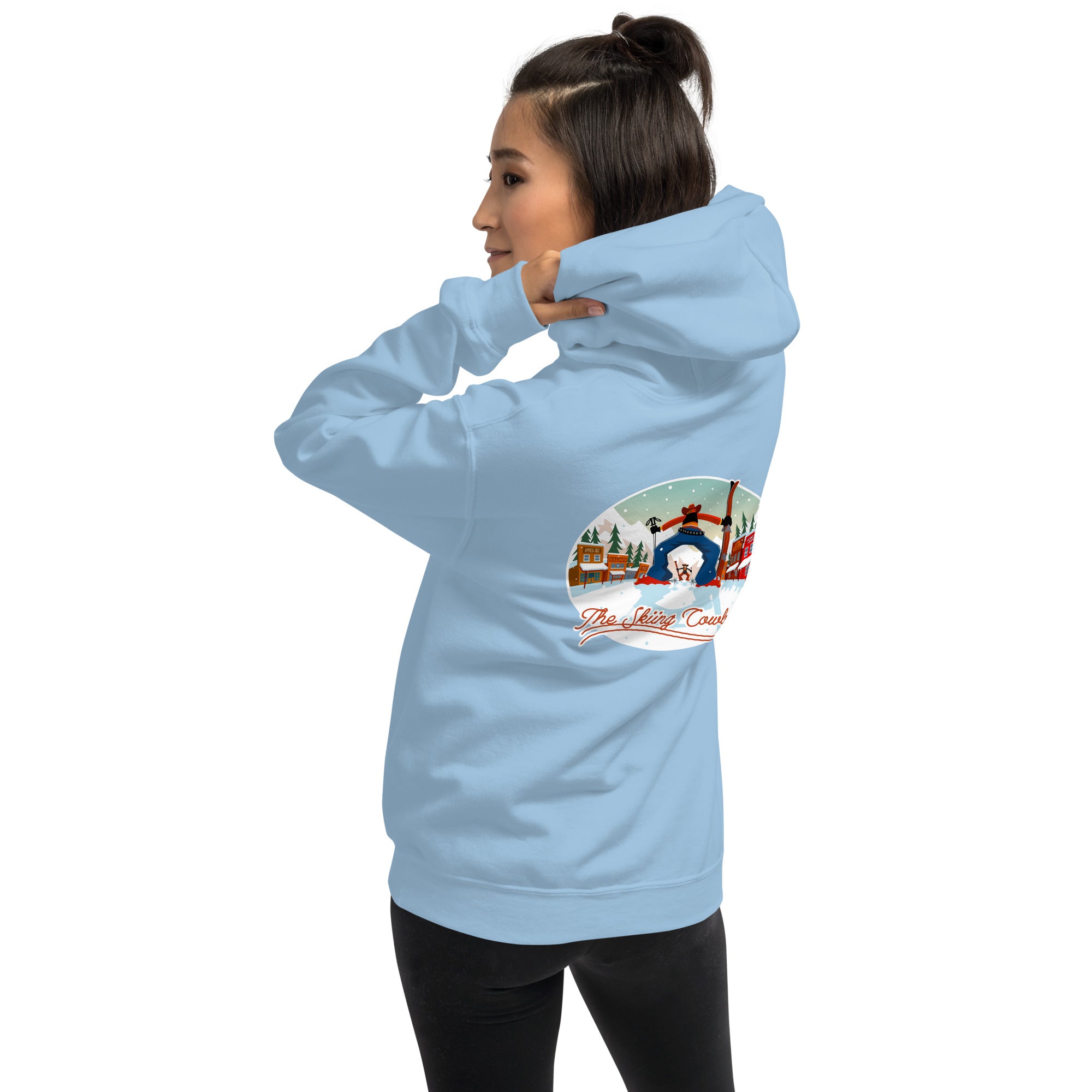 Unisex Hoodie Skiing Duel on light colors (front & back)