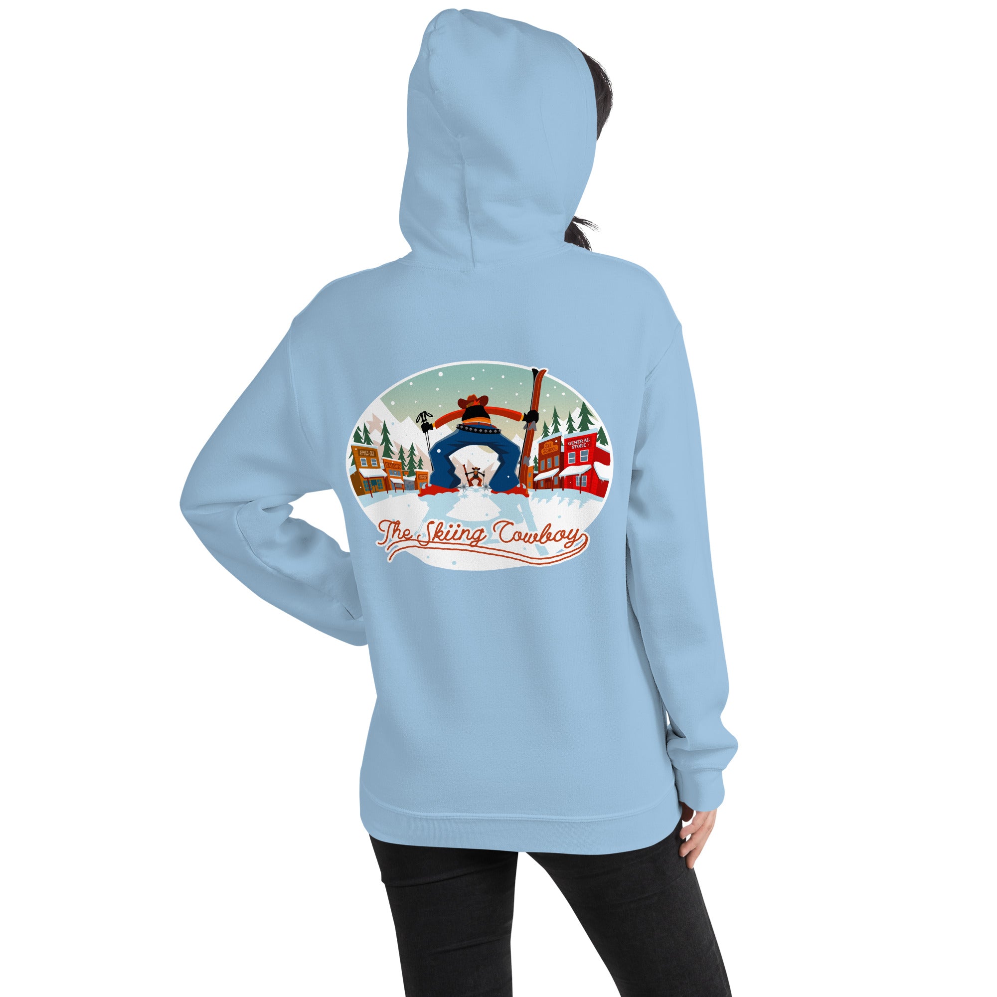 Unisex Hoodie Skiing Duel on light colors (front & back)