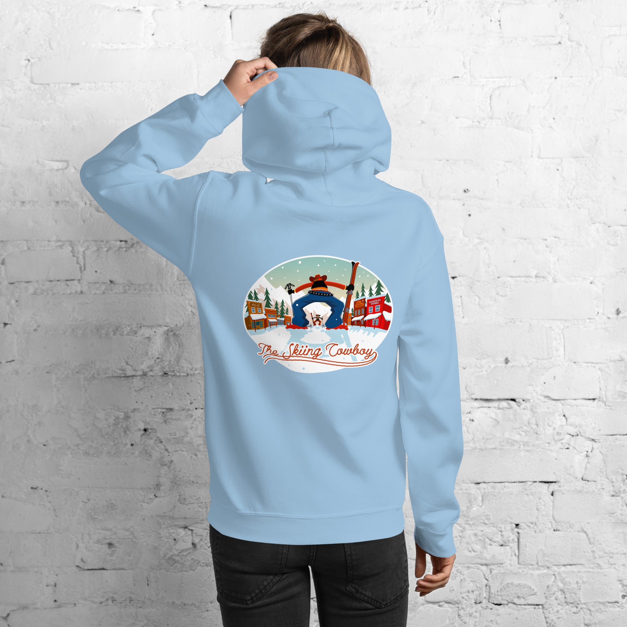 Unisex Hoodie Skiing Duel on light colors (front & back)