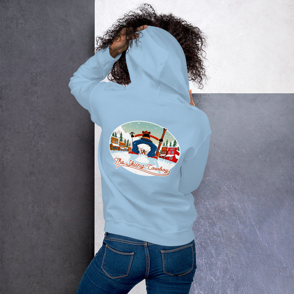 Unisex Hoodie Skiing Duel on light colors (front & back)