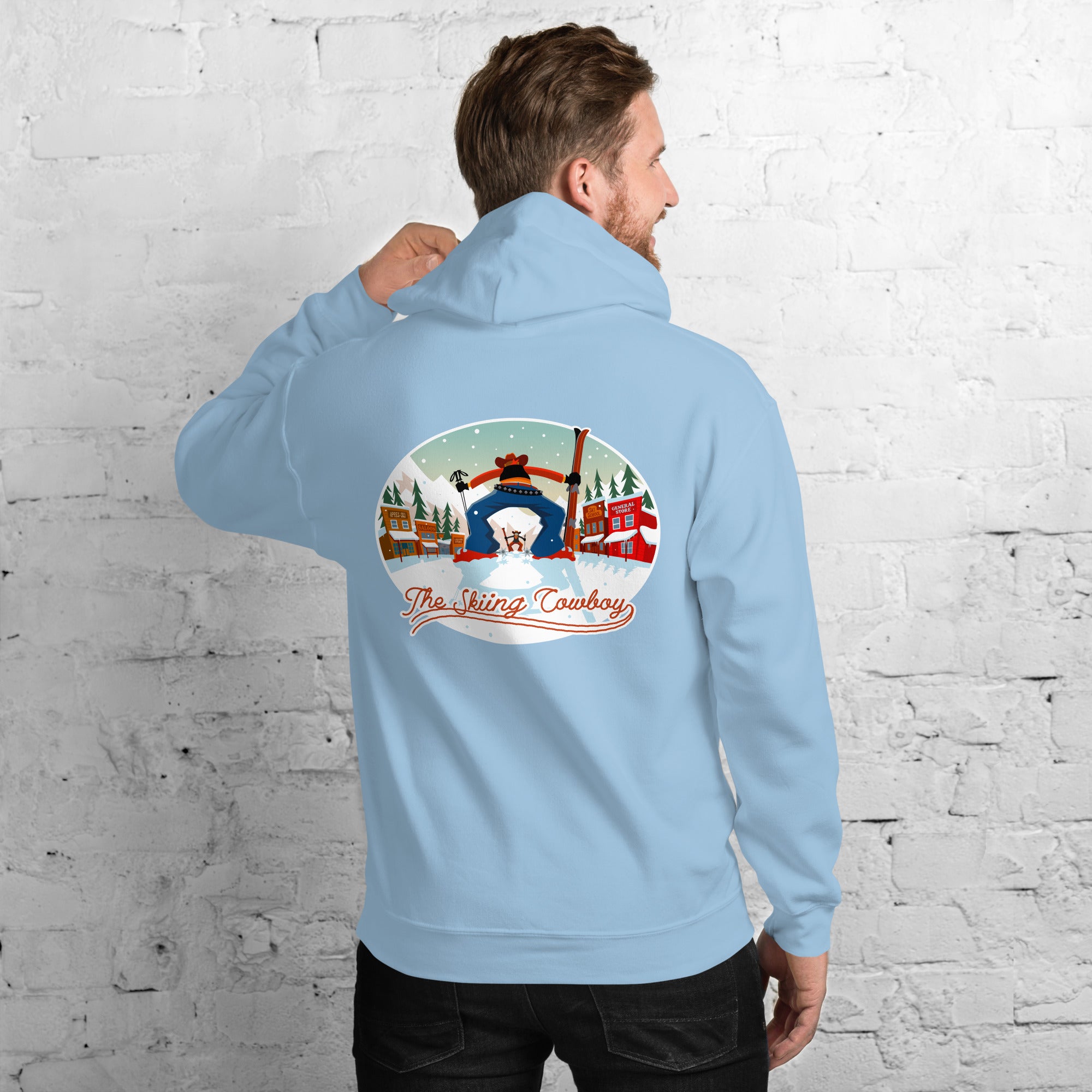 Unisex Hoodie Skiing Duel on light colors (front & back)