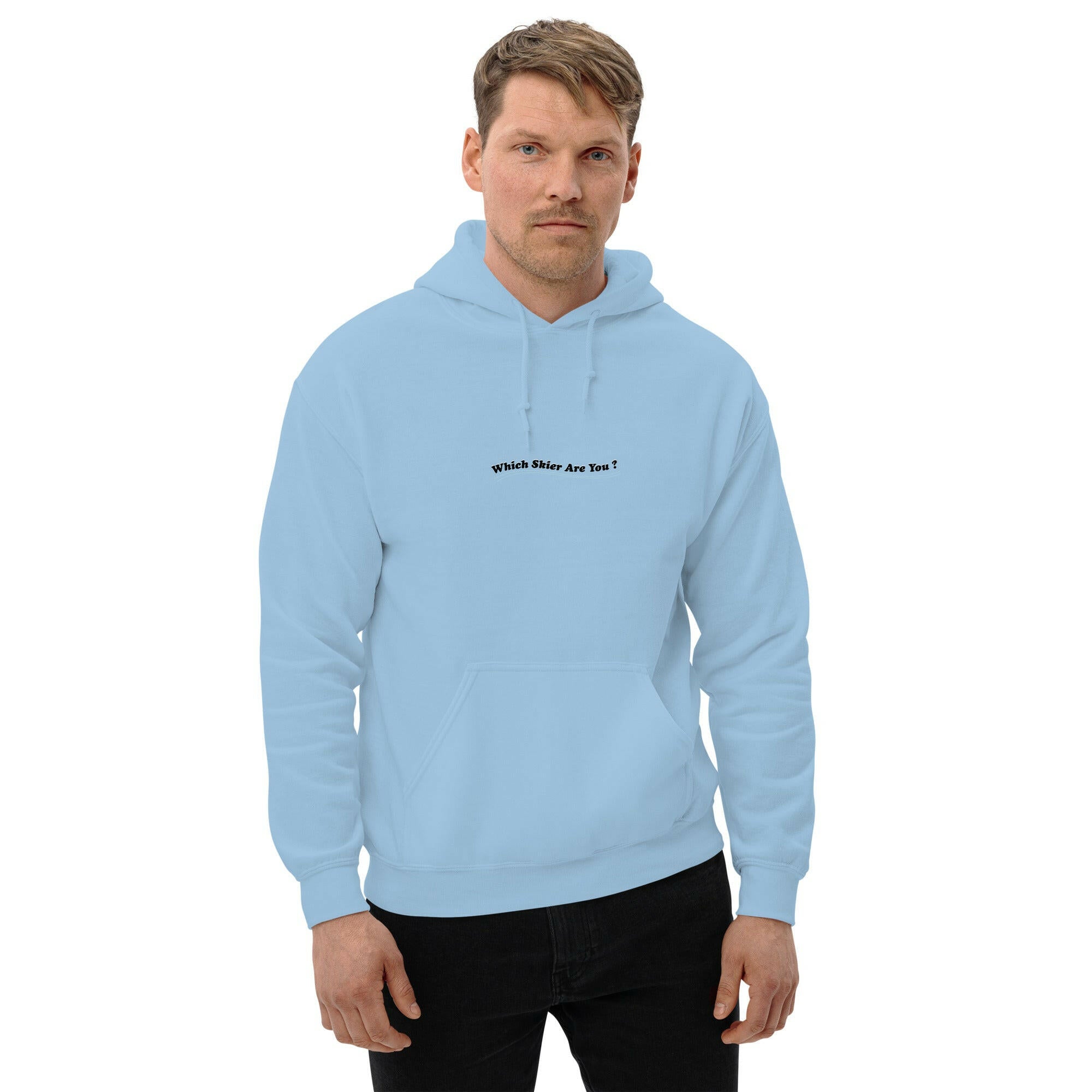 Unisex Hoodie Which skier are you? Ski Racer (front & back) on light colors