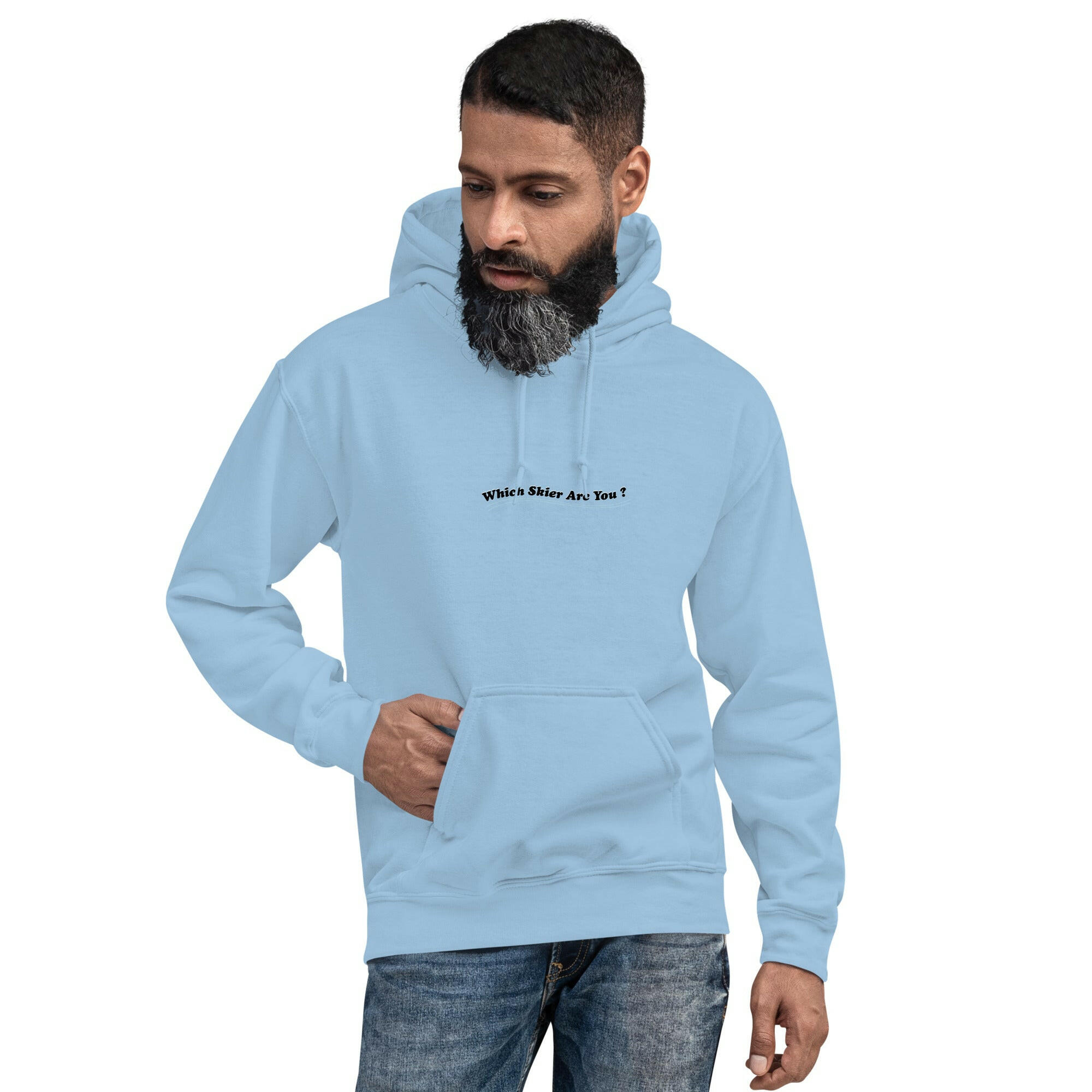 Unisex Hoodie Which skier are you? "The Thing" Yeti Skier on light colors (front & back)