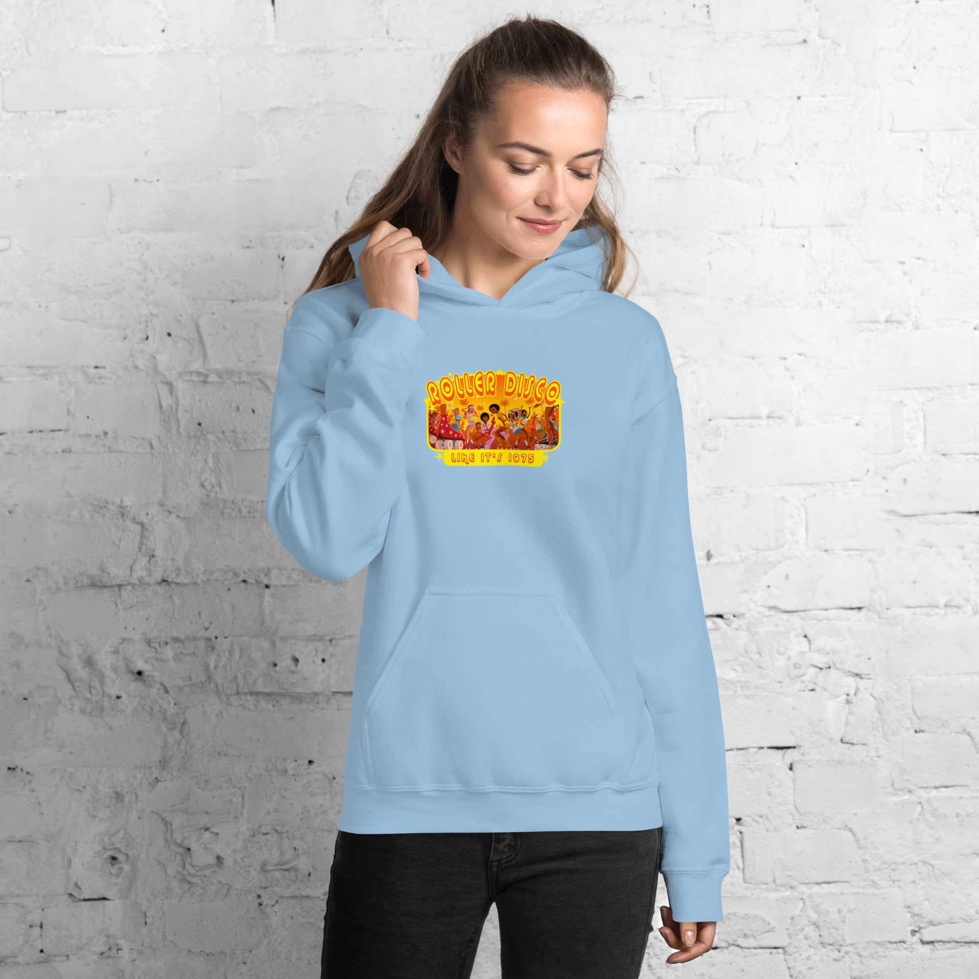 Unisex Hoodie Roller Disco 1975 on light colors