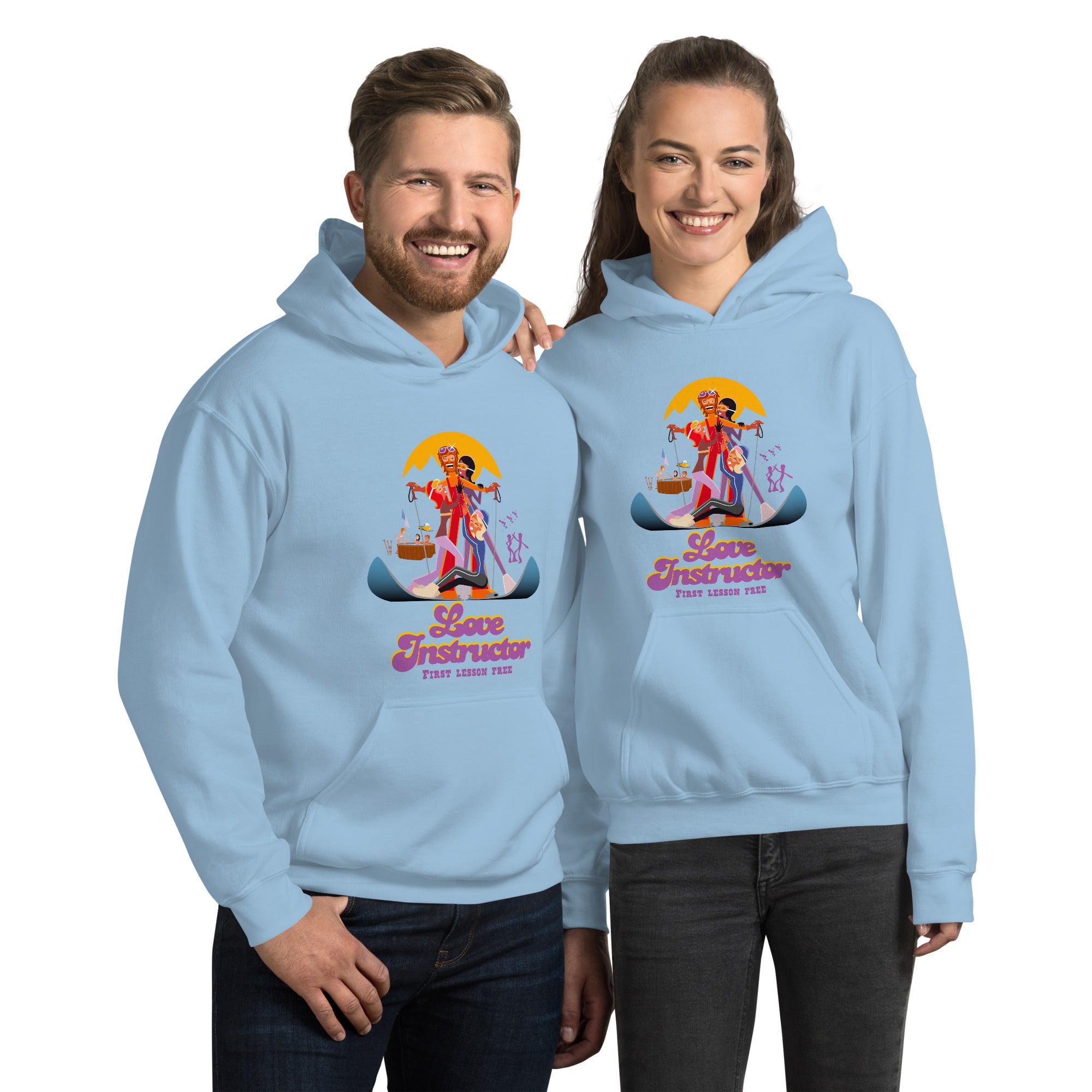 Sweat à capuche d'hiver unisexe Love Instructor First Lesson free sur couleurs claires