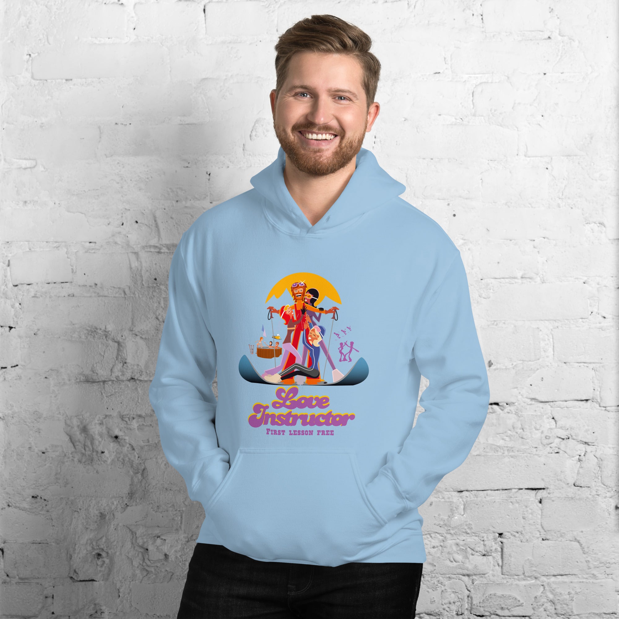 Sweat à capuche d'hiver unisexe Love Instructor First Lesson free sur couleurs claires